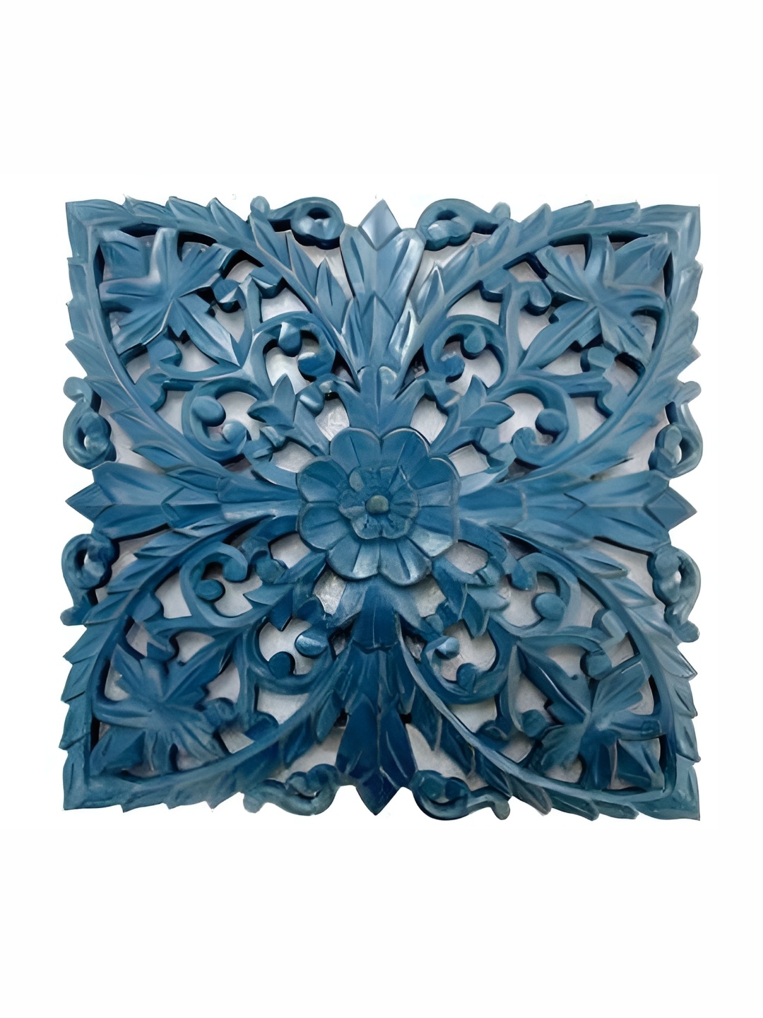 

VAS collection home Blue Self Designed Square Shaped Wood Wall Decor Plate