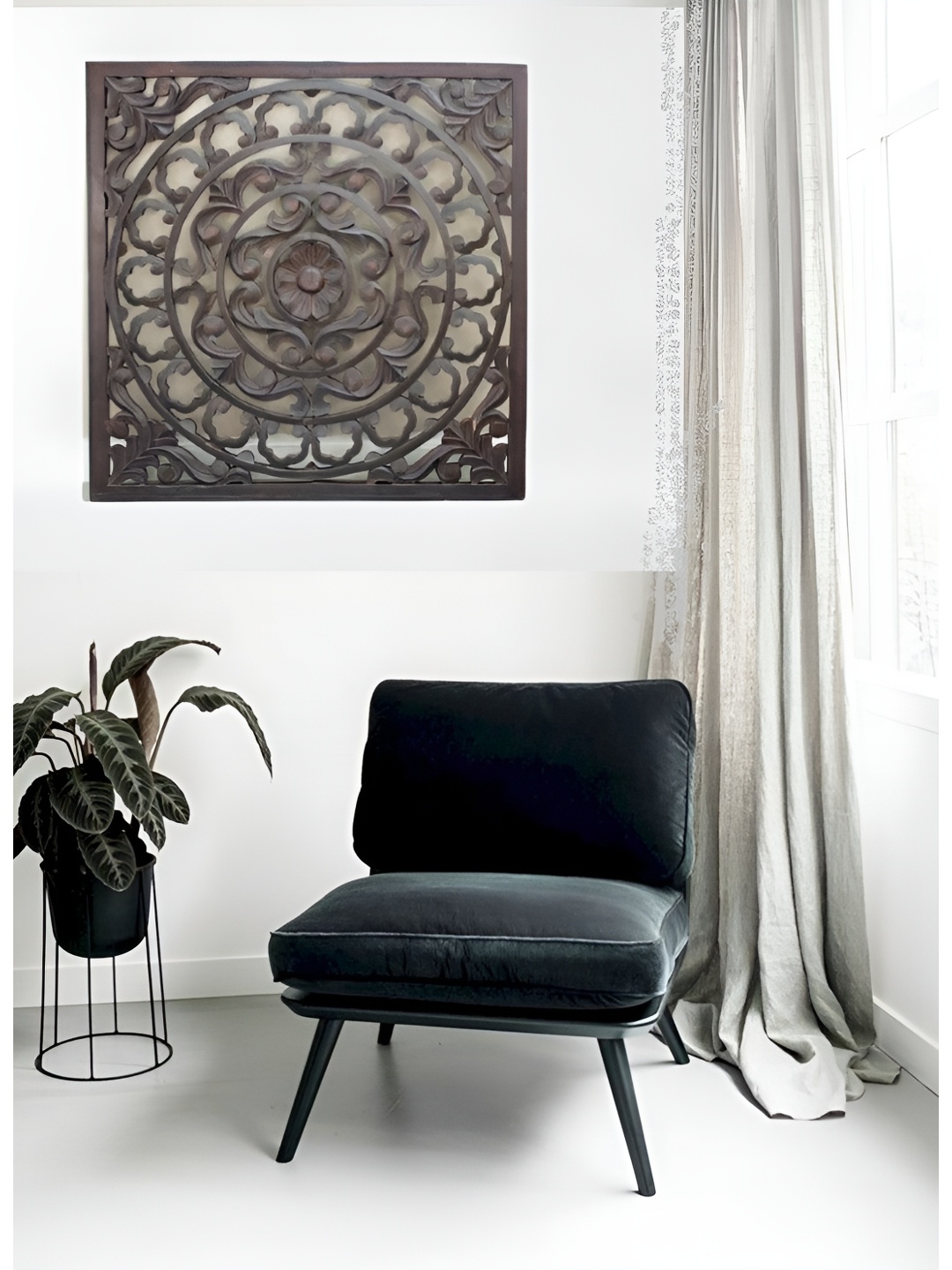 

VAS collection home Brown Textured Wooden Wall Decor Plate