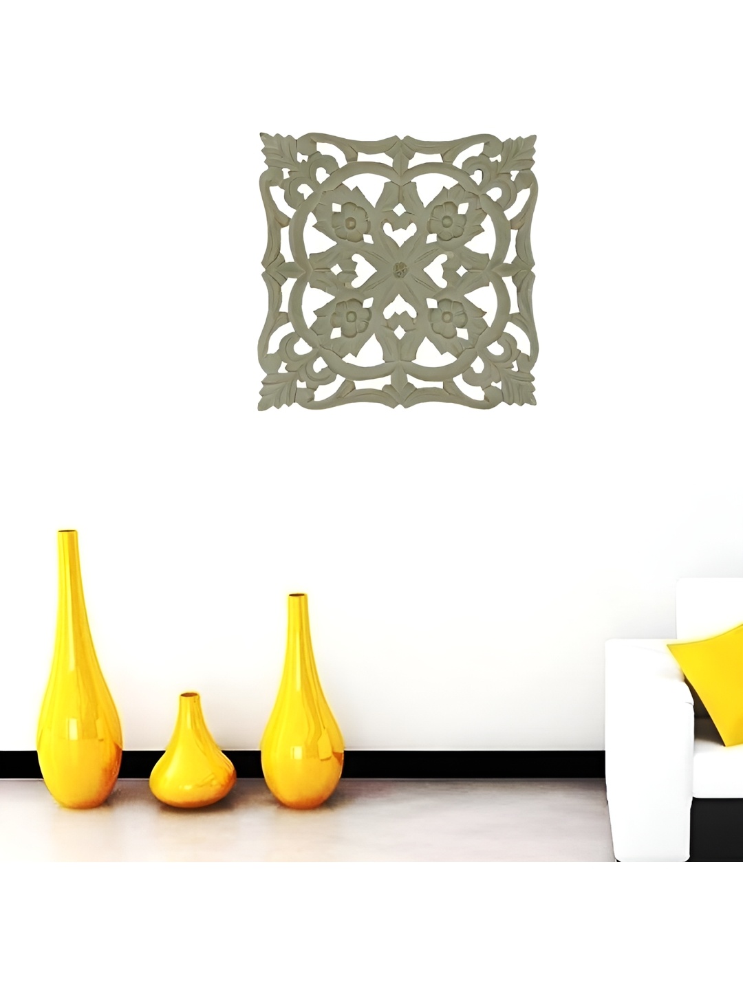 

VAS collection home Gold Toned Textured Wooden Wall Hanging