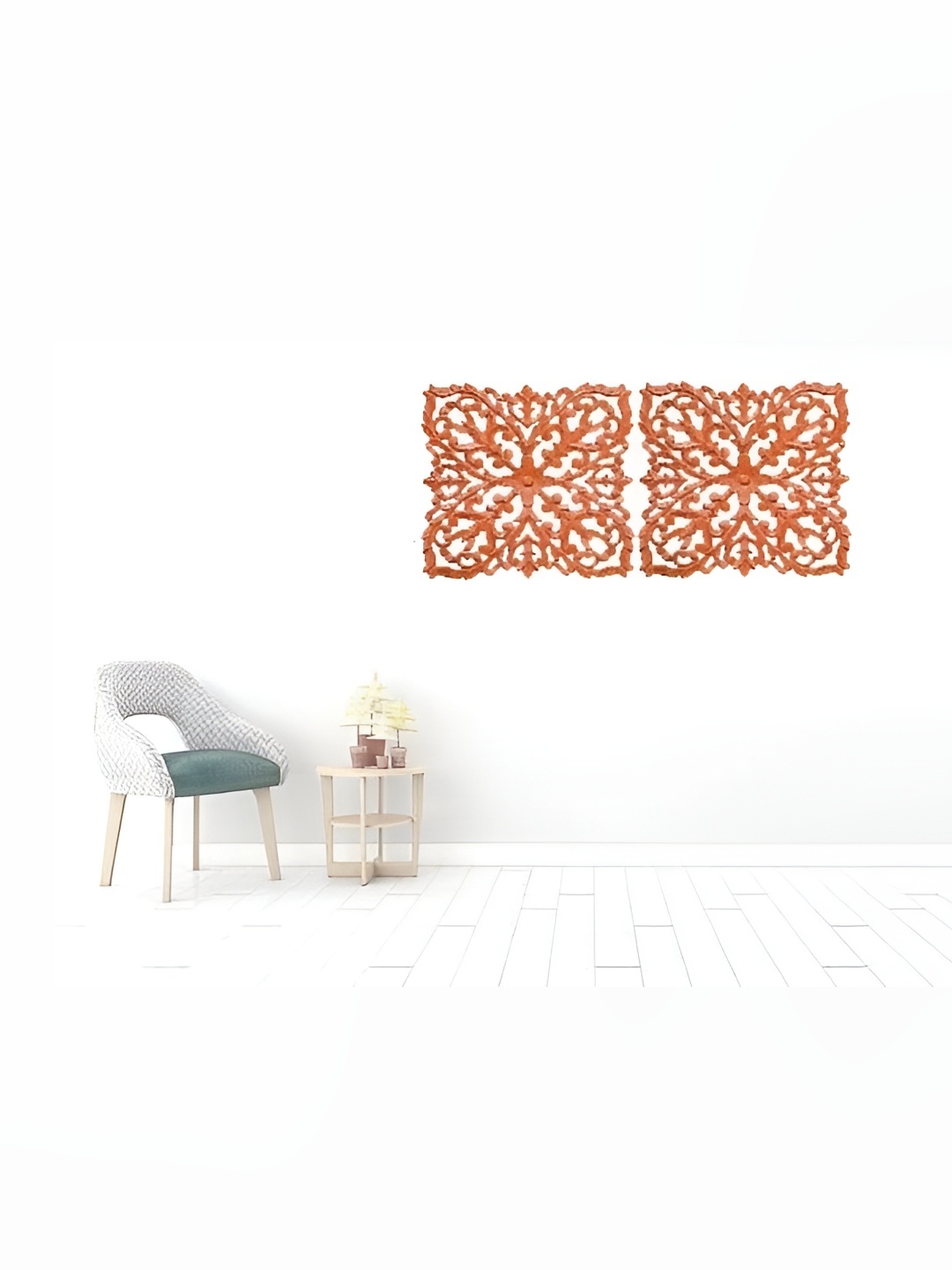 

VAS collection home Orange 2 Pieces Textured Wooden Wall Plates