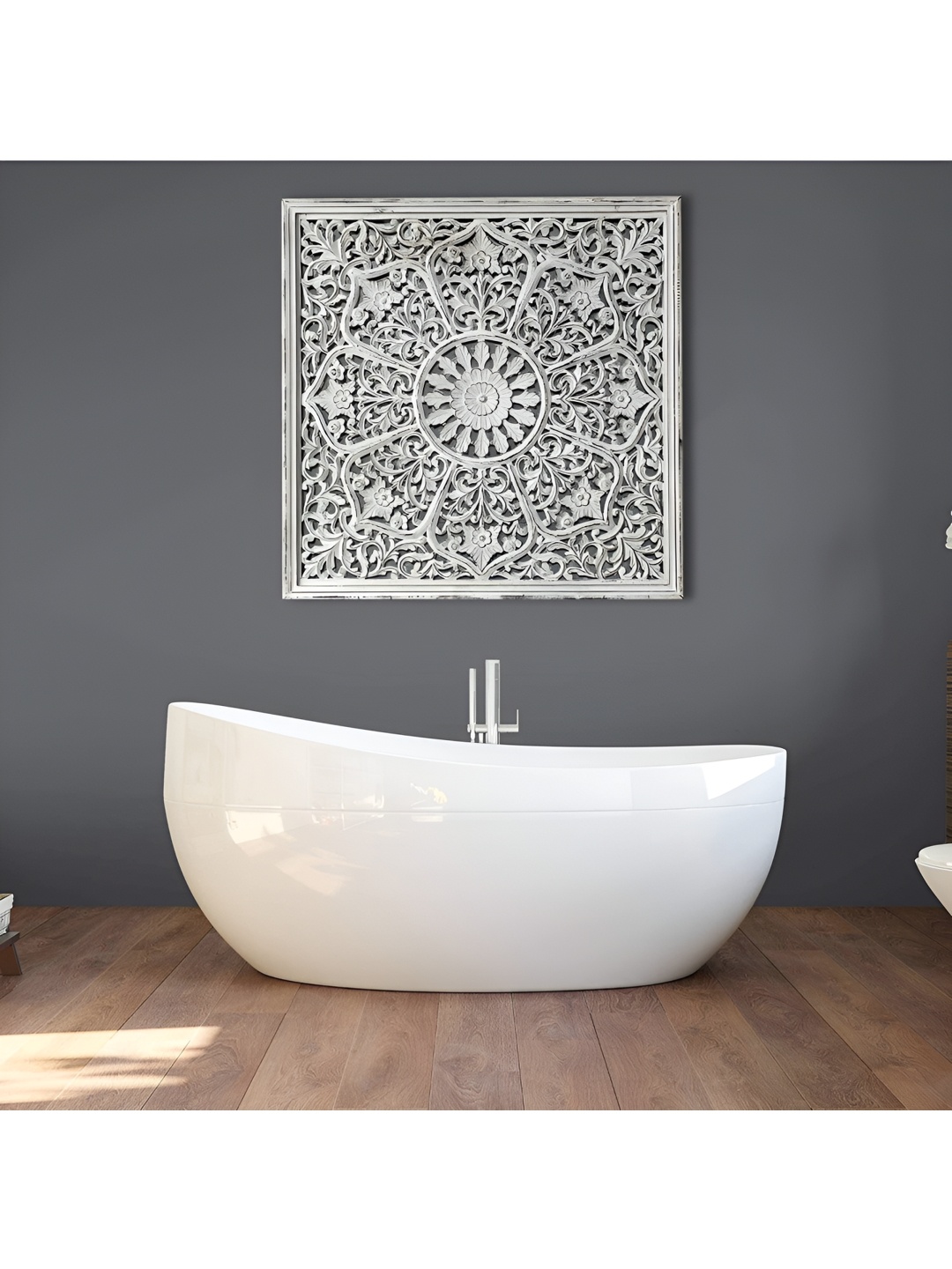 

VAS collection home White Textured Wooden Wall Decor Wall Plate