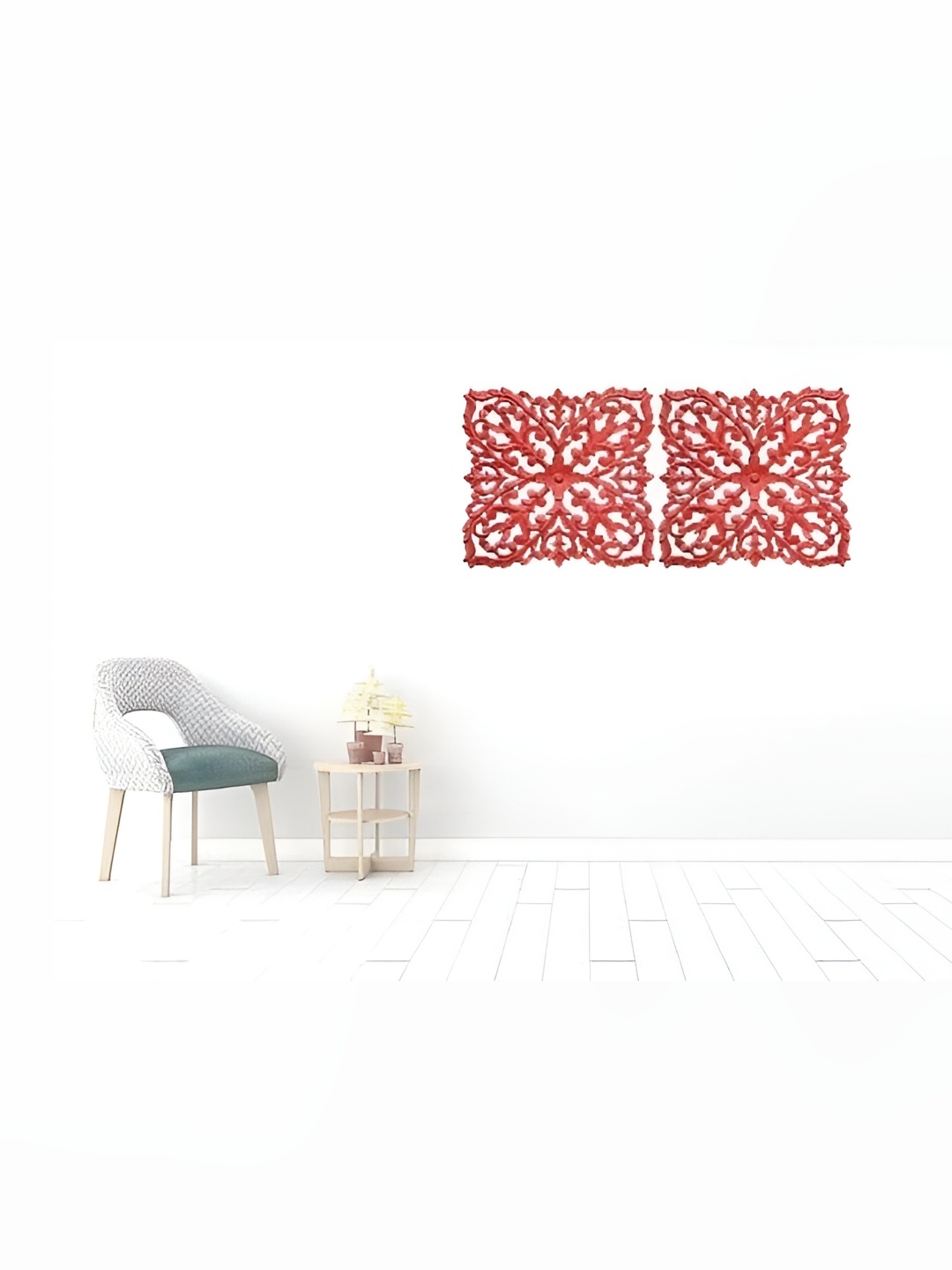 

VAS collection home 2Pcs Red Textured Wall Decor Plate