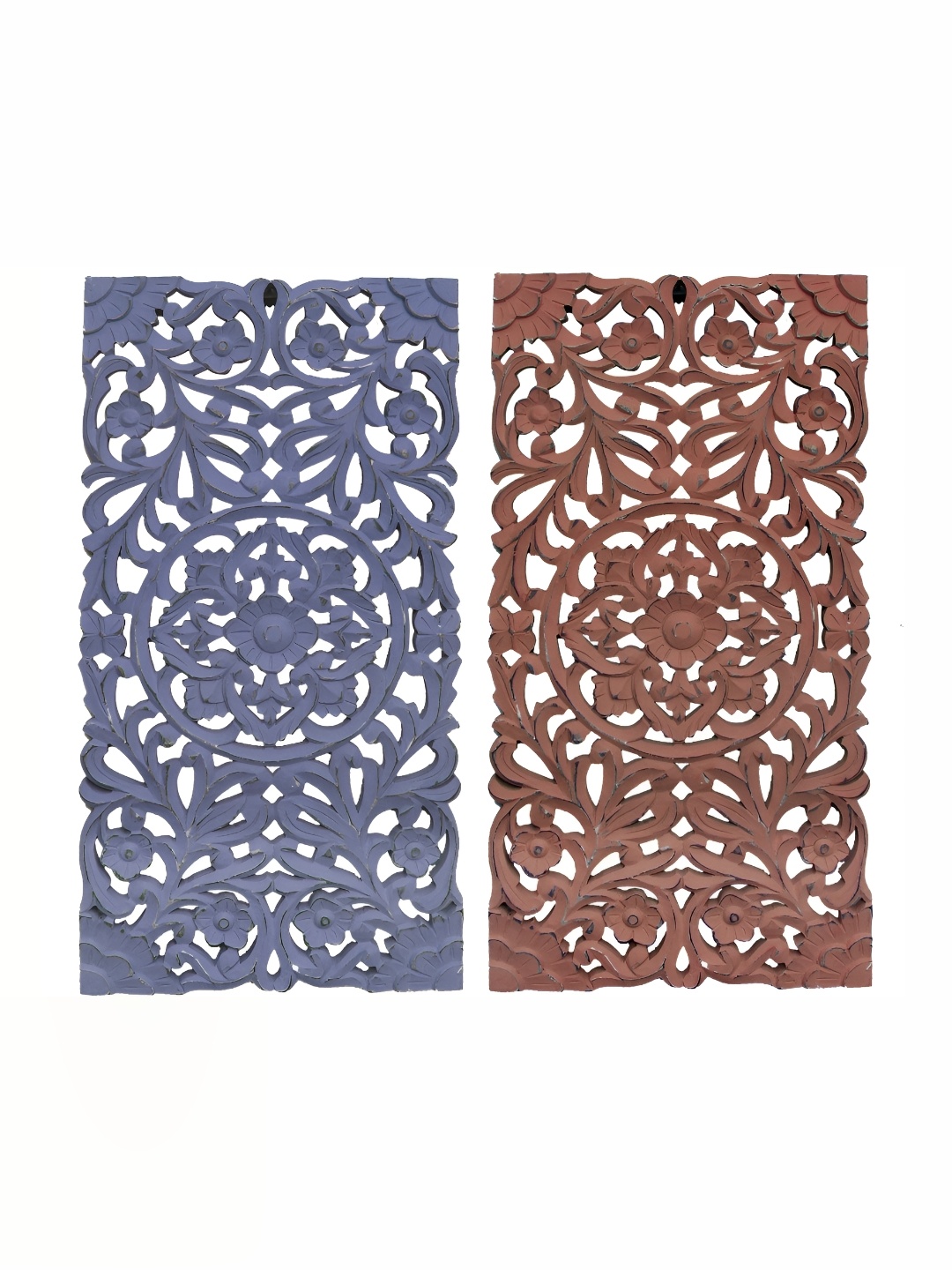 

VAS collection home 2Pc Purple & Brown Textured Wood Wall Hangings
