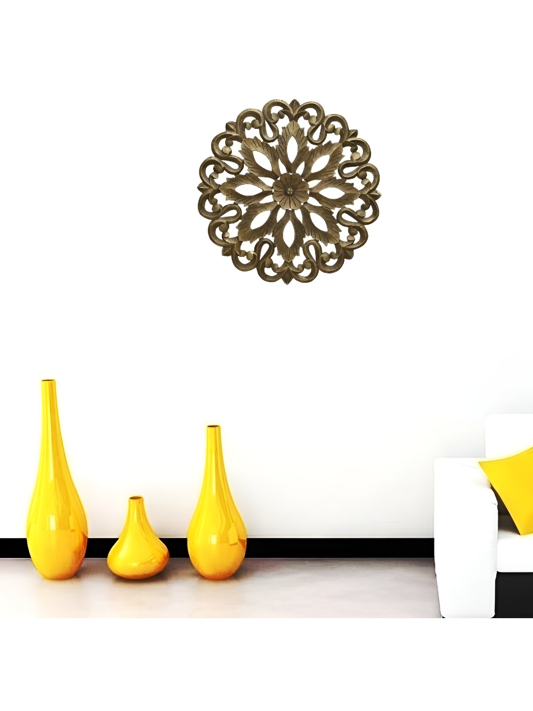 

VAS collection home Gold Toned Textured Wooden Hanging Wall Decor