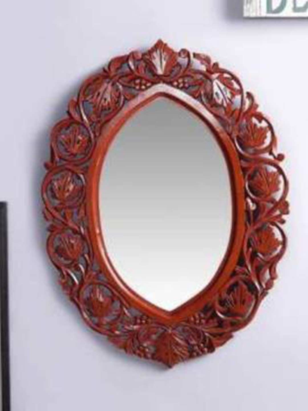 

VAS collection home Brown Textured Wooden Wall Mirror