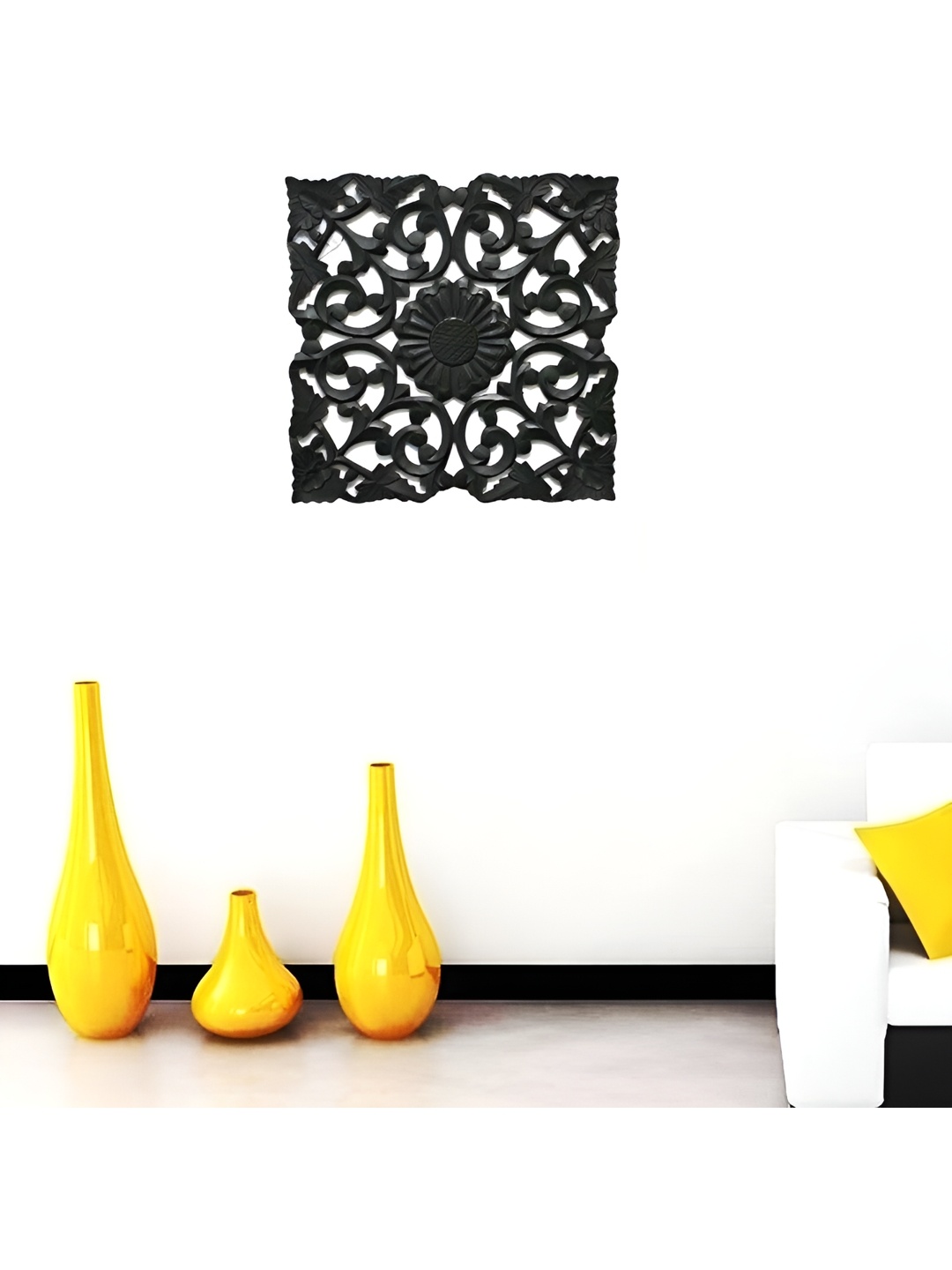 

VAS collection home Self Designed Square Shaped Wooden Wall Decor, Black
