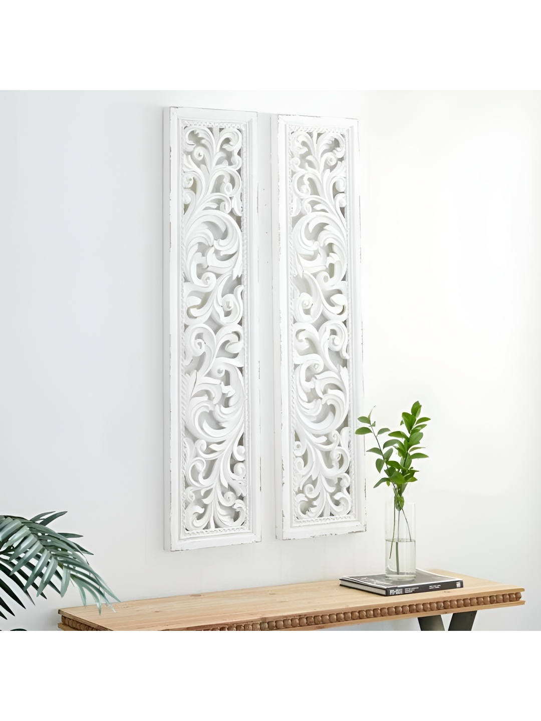 

VAS collection home 2Pcs White Textured Wall Decor Plate