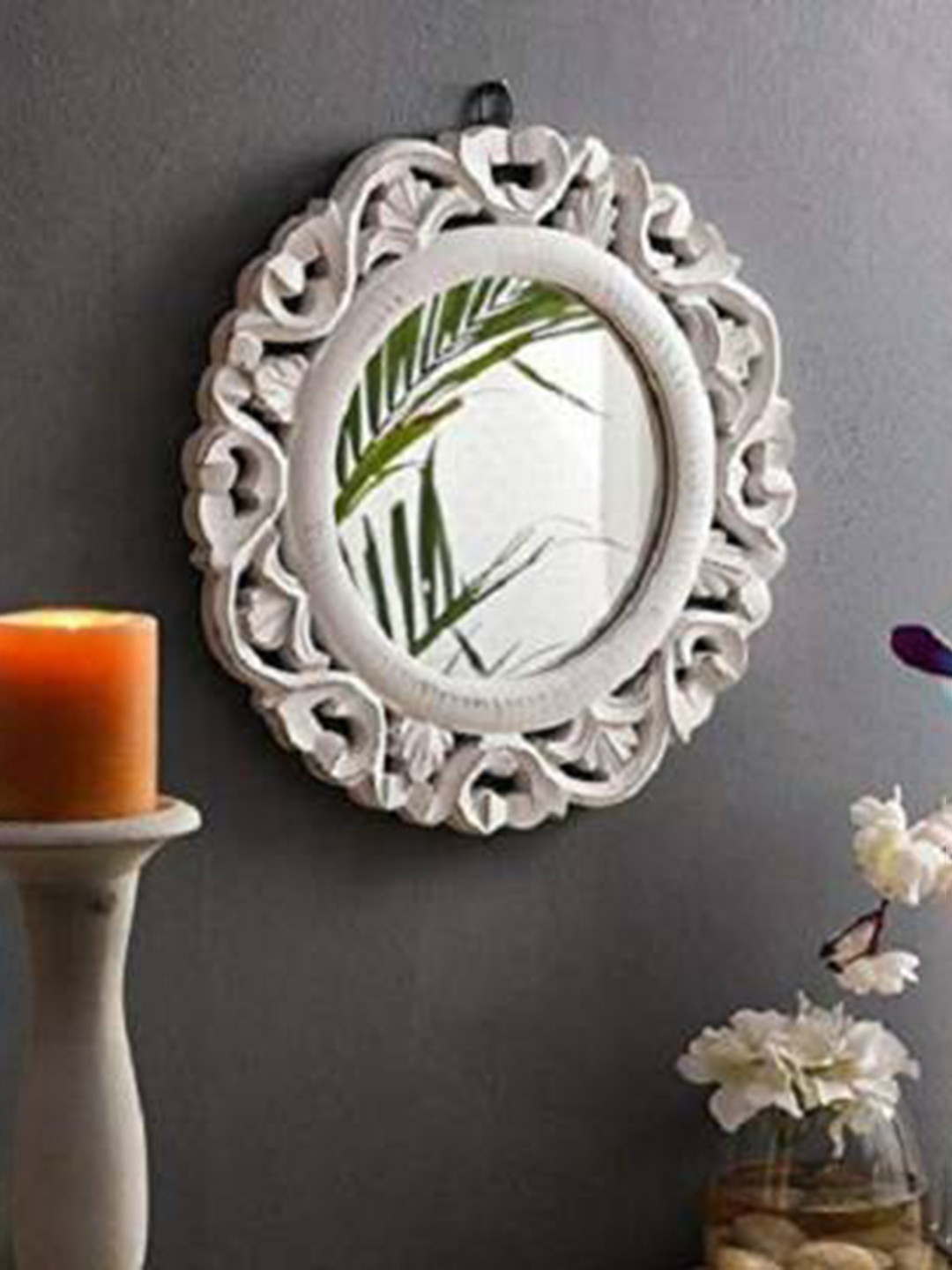 

VAS collection home White Textured Wooden Wall Mirror