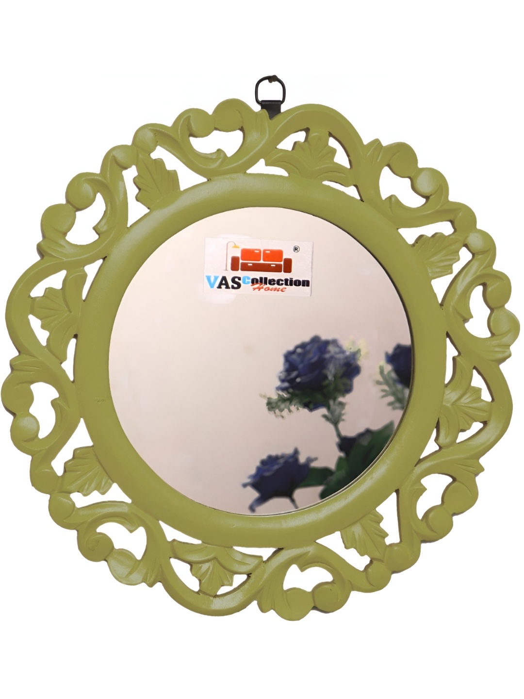 

VAS collection home Green Textured Wooden Wall Mirror