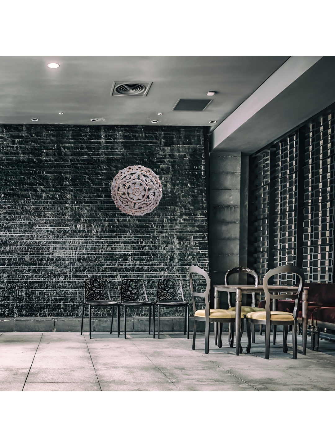 

VAS collection home Grey Textured Round Shaped Wooden Hanging Wall Decor