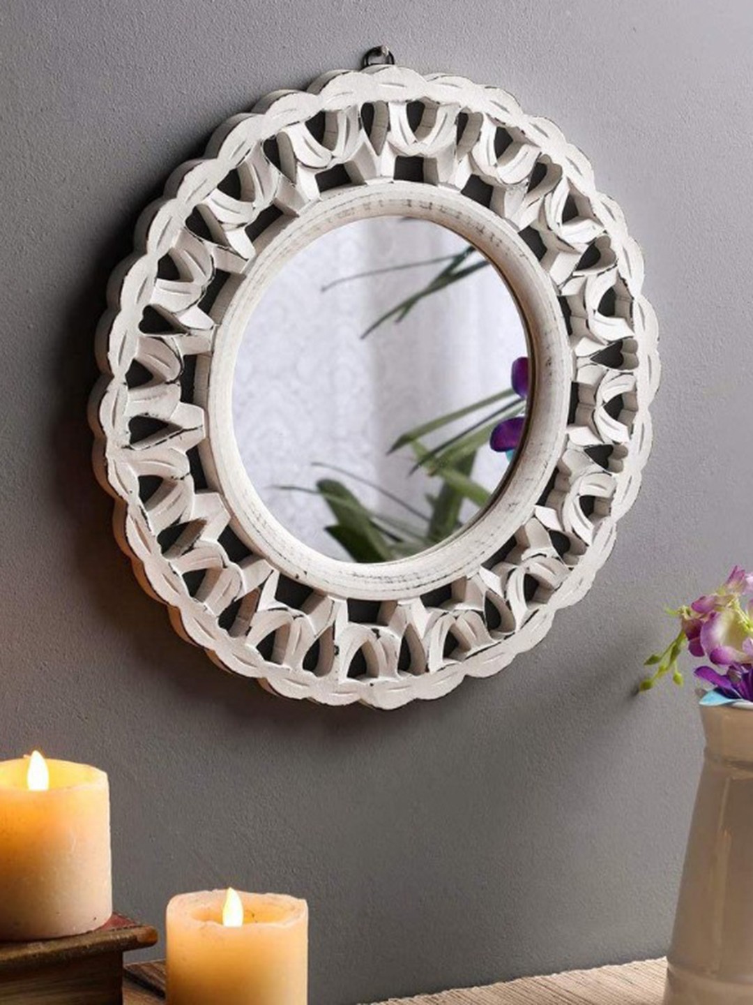 

VAS collection home White Textured Wooden Wall Mirror