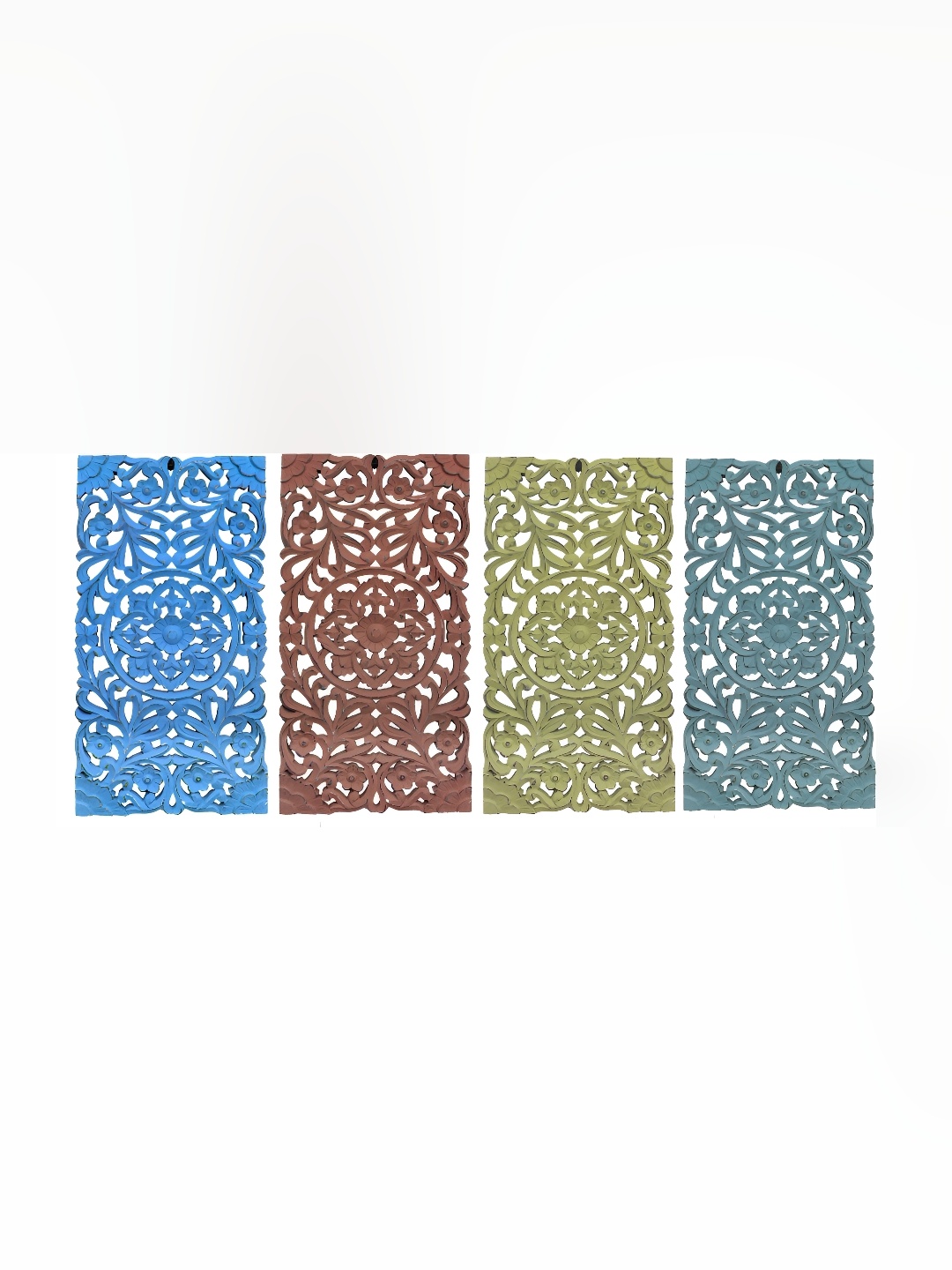 VAS collection home Pack Of 4 Self Design Wooden Wall Decors, Blue