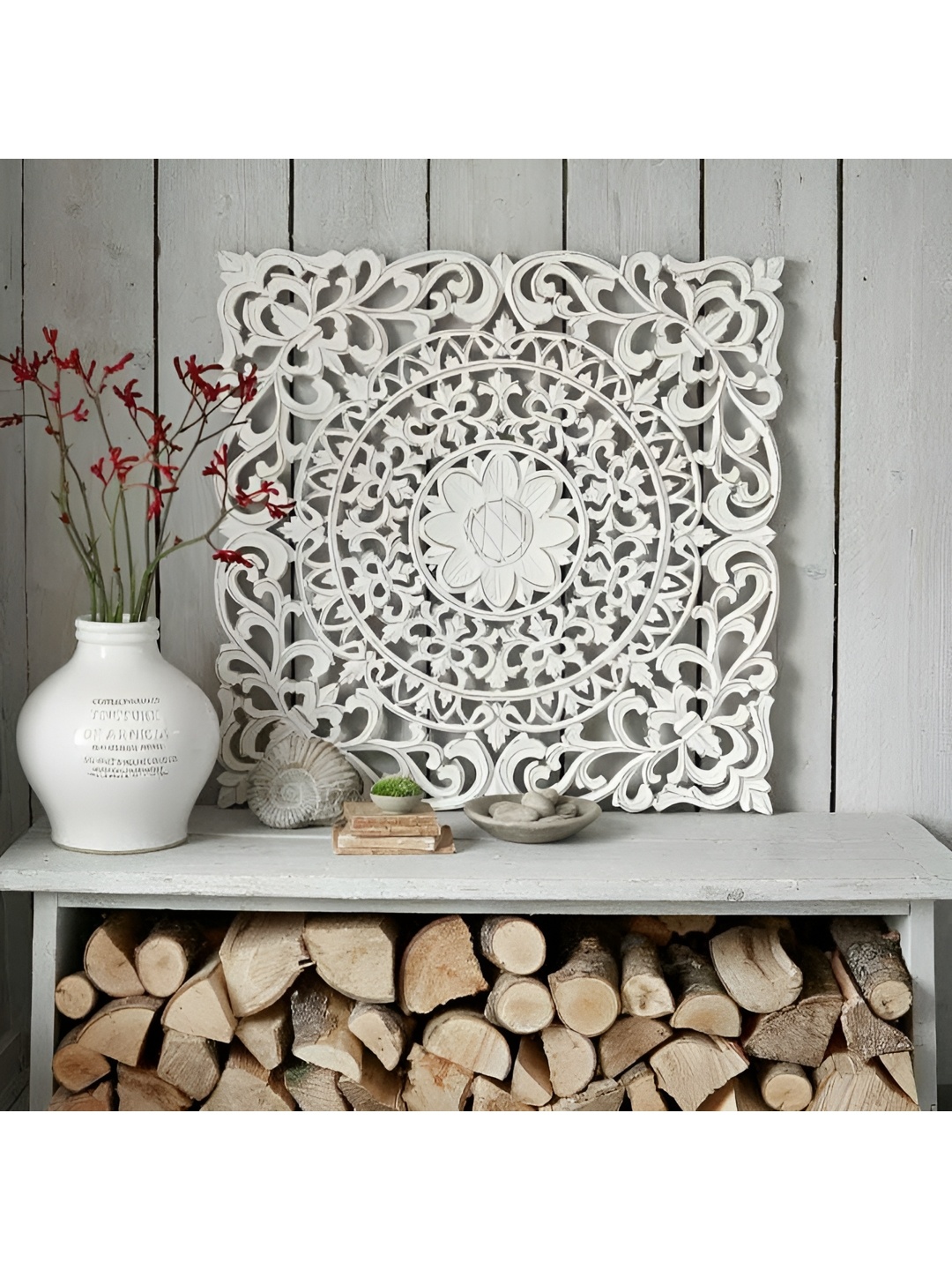 

VAS collection home White Textured Wooden Wall Plates