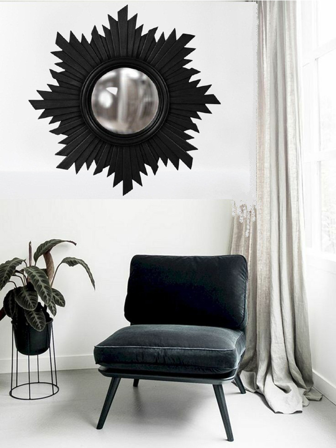 

VAS collection home White Wooden Wall Mirror, Black