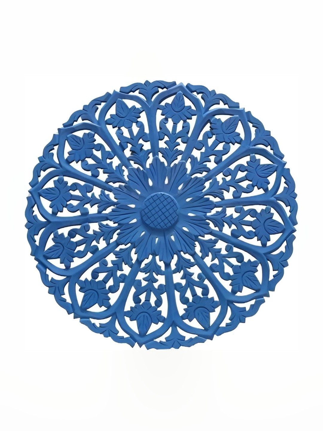 

VAS collection home Blue Textured Round Shaped Wooden Wall Decor