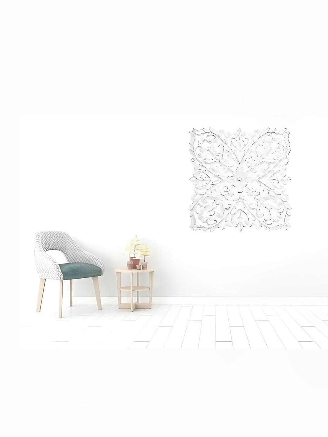 VAS collection home White Self Designed Square Shaped Wooden Wall Decor Plate