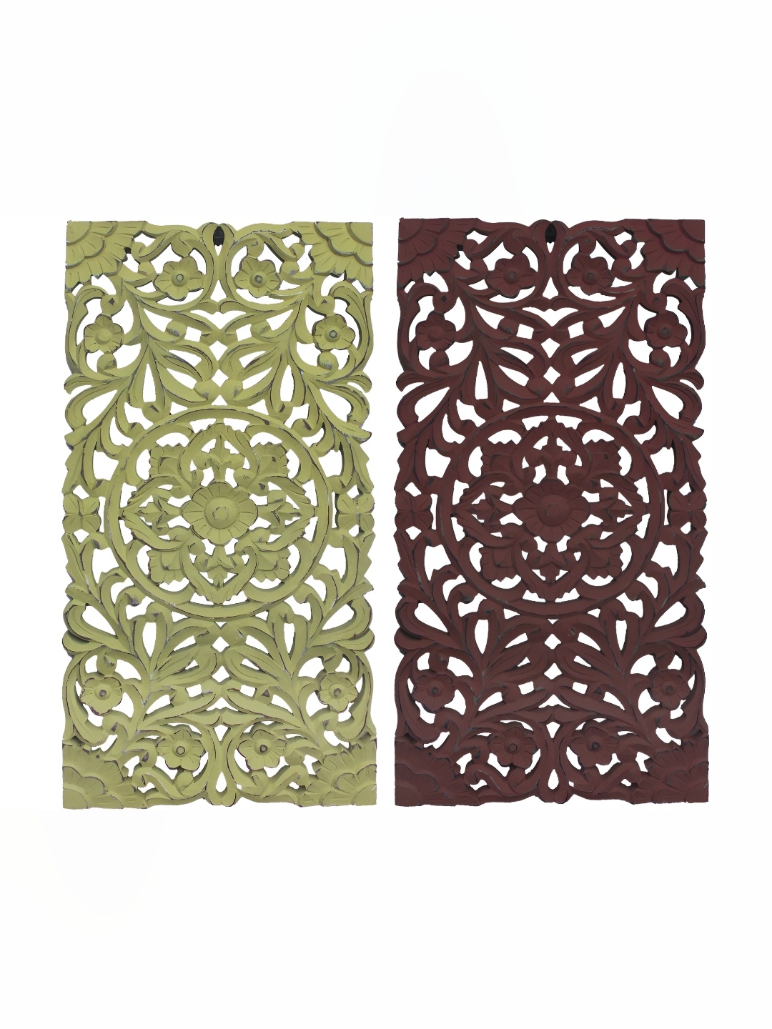 

VAS collection home 2 Pcs Black & Brown Textured Wooden Wall Plates, Yellow