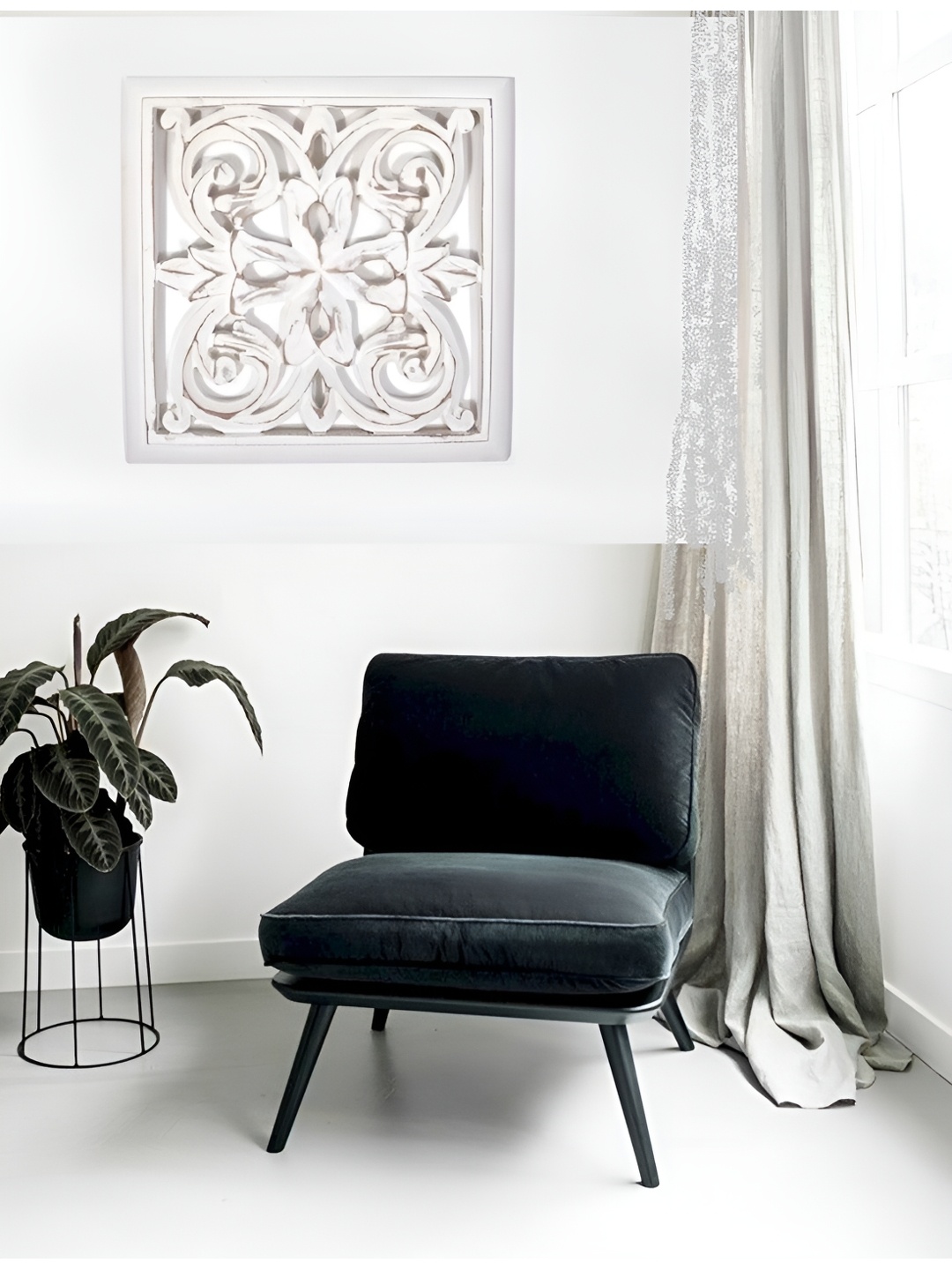 

VAS collection home White Self Designed Square Shaped Wooden Wall Decor