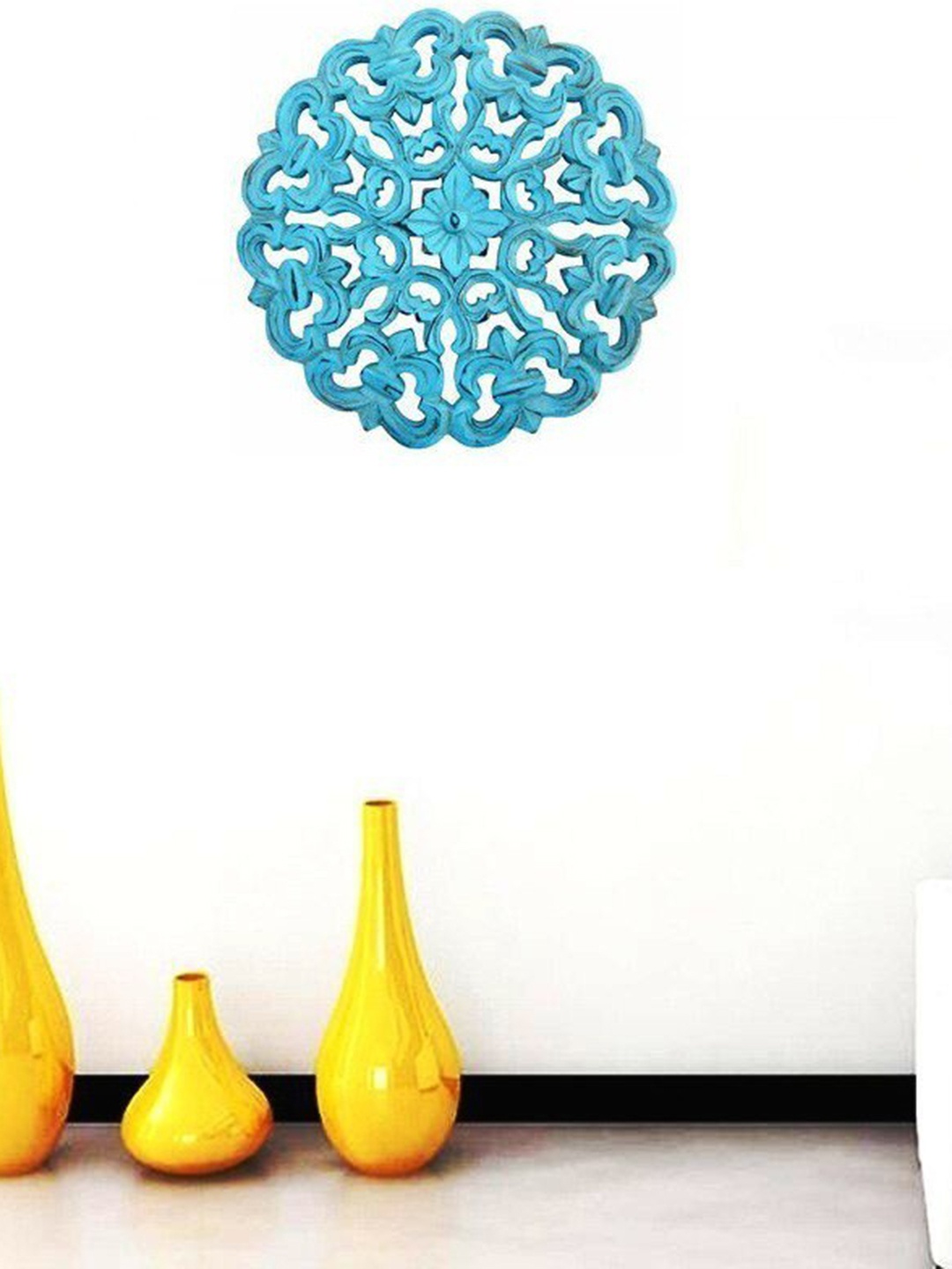 

VAS collection home Blue Textured Wooden Wall Decor Plate
