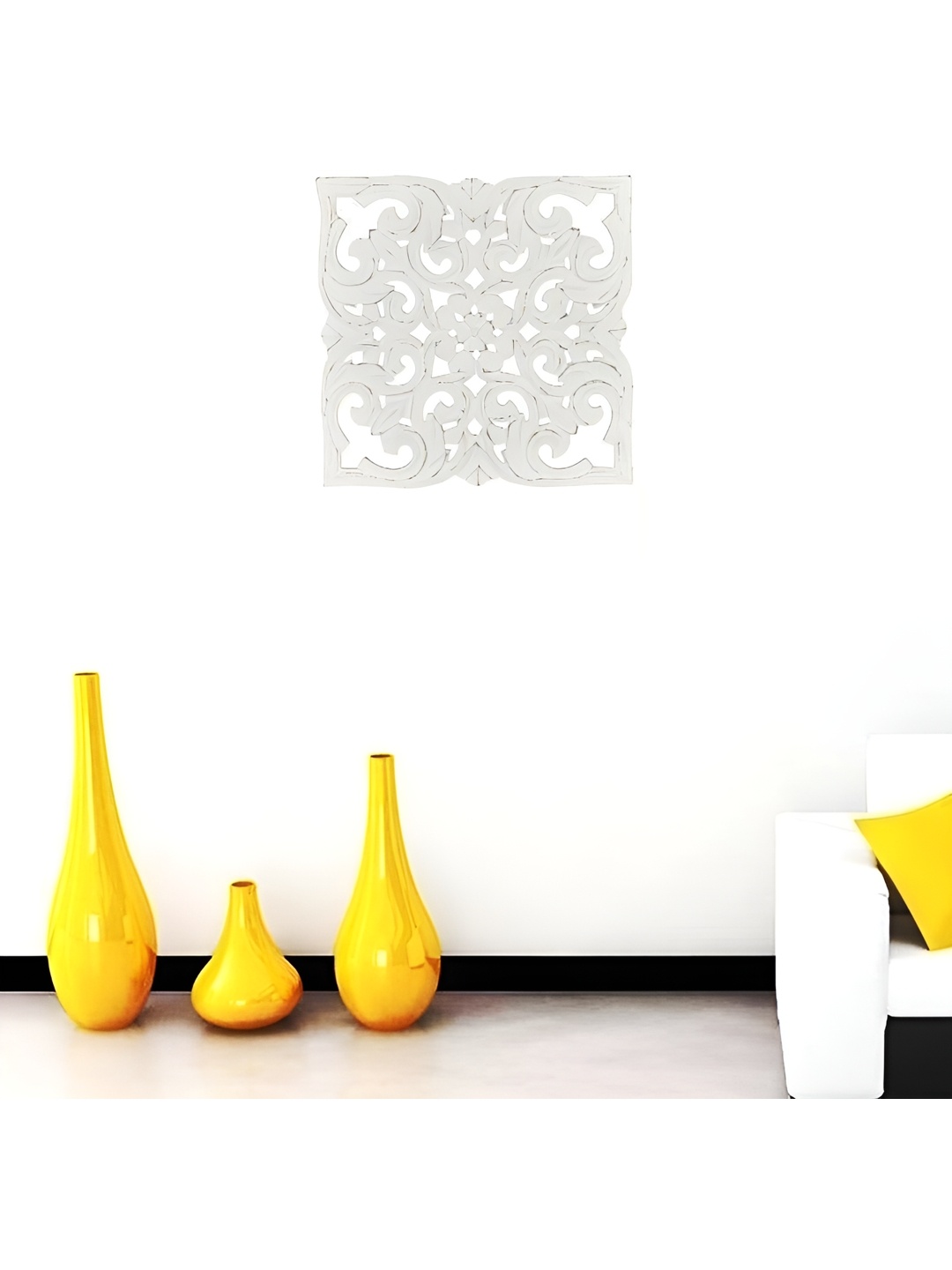 

VAS collection home White Self Designed Square Shaped Wooden Hanging Wall Decor