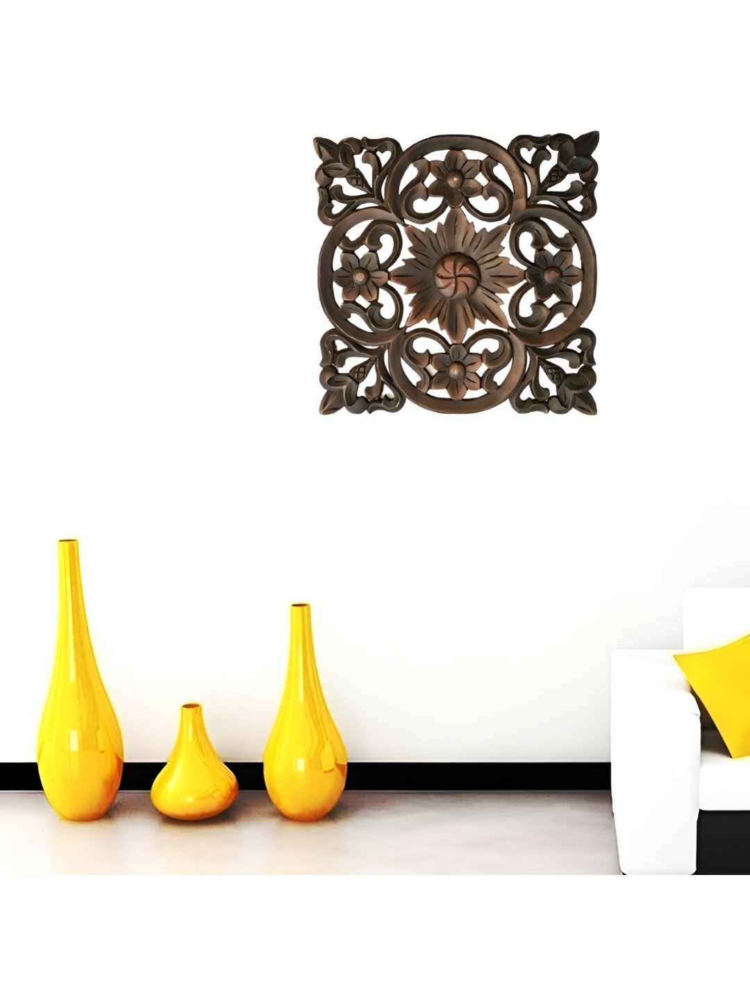 

VAS collection home Brown Textured Square Shaped Wood Wall Decor