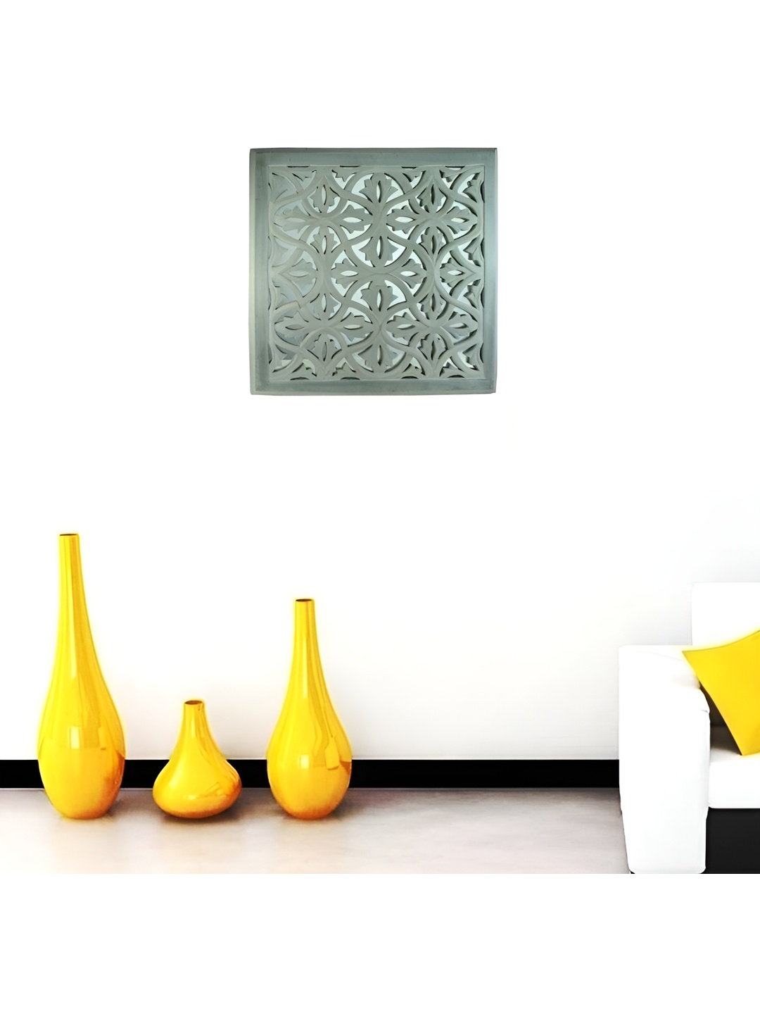 

VAS collection home Grey Self Designed Square Shaped Wood Wall Decor Plate