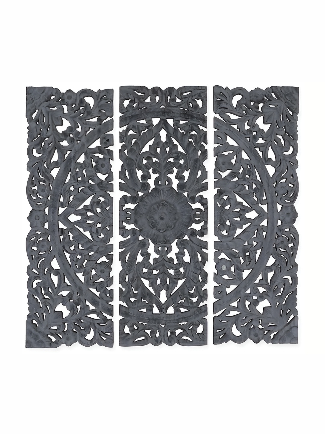 VAS collection home Grey 3 Pieces Textured Wooden Wall Decor