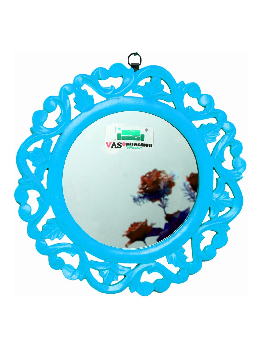 

VAS collection home Blue Textured Wooden Wall Mirror