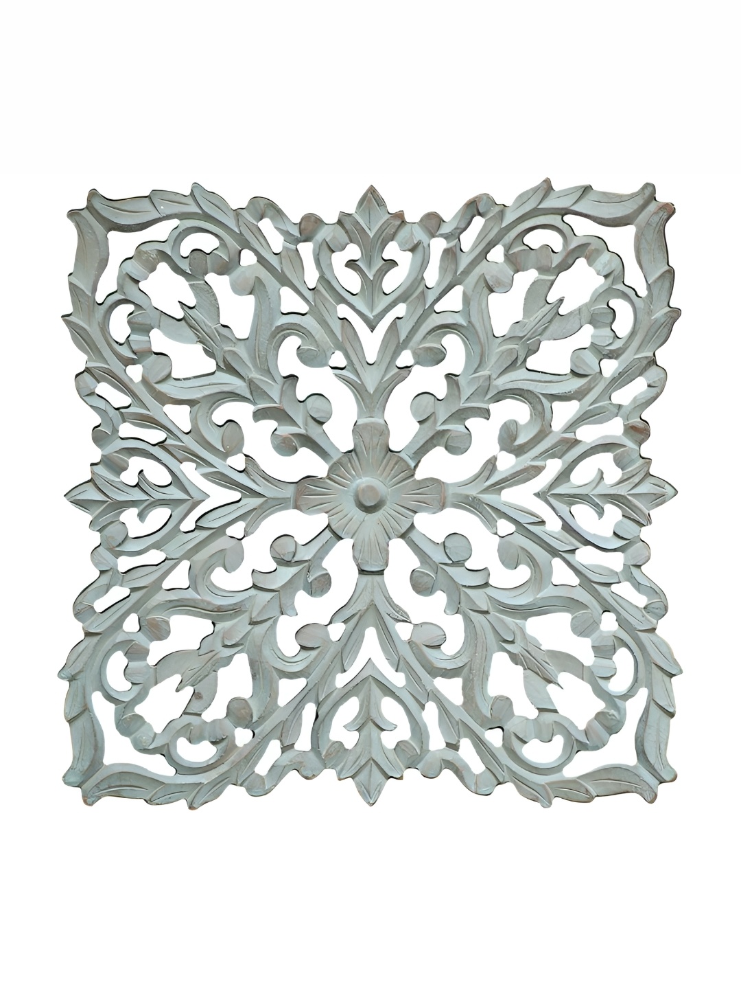 

VAS collection home Grey Self Designed Square Shaped Wooden Wall Decor Plate