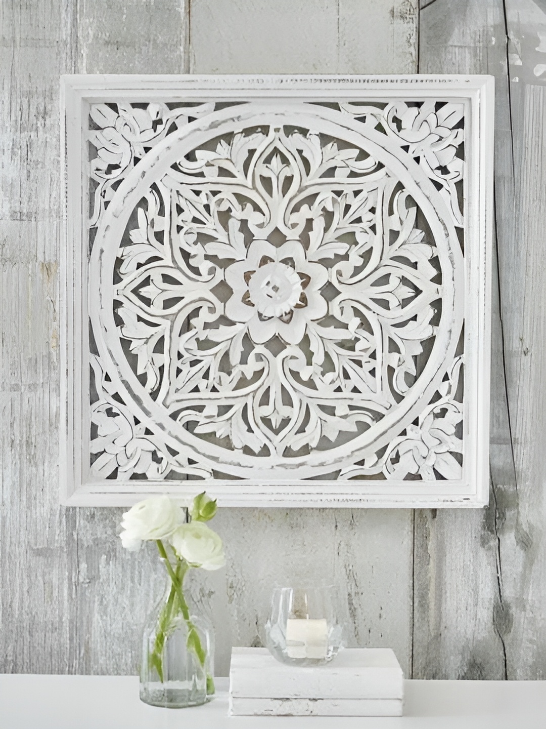 

VAS collection home White Textured Square Shaped Wooden Wall Plates