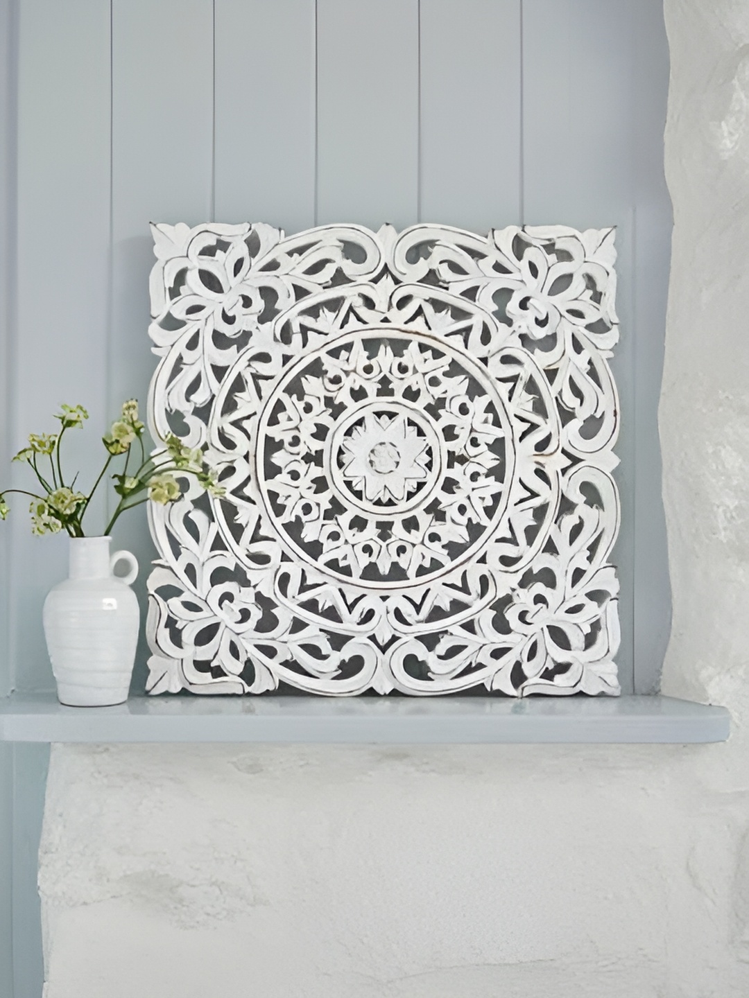 

VAS collection home White Self Designed Square Shaped Wooden Hanging Wall Decor