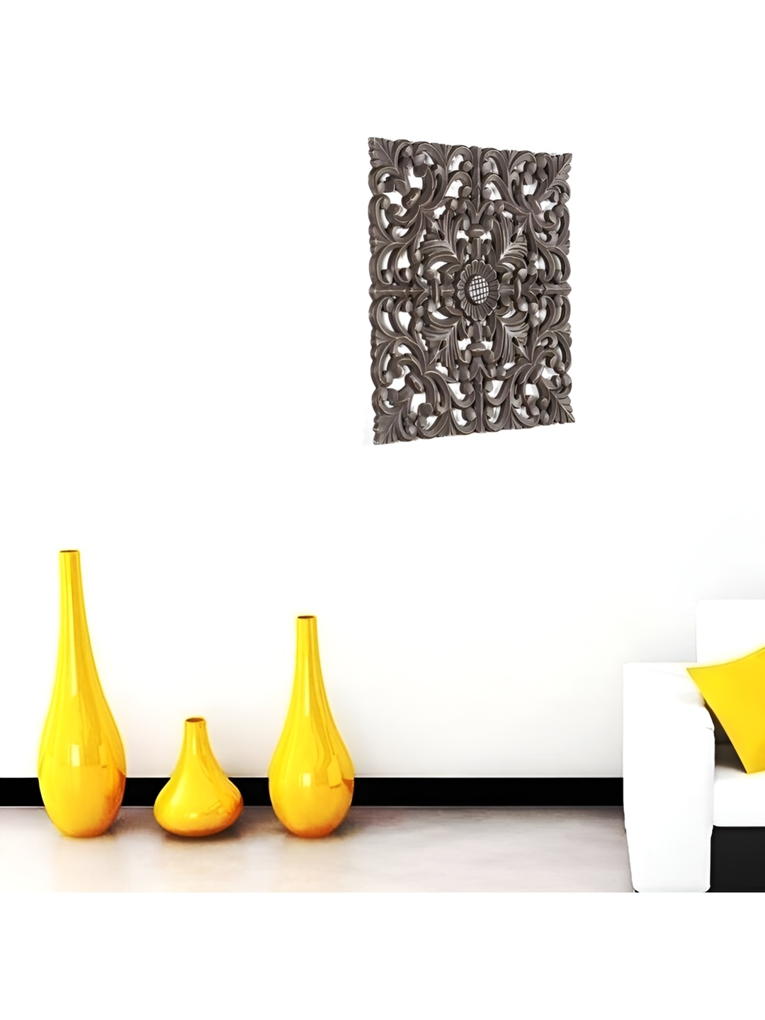 

VAS collection home Grey Self Designed Square Shaped Wood Wall Decor Plate, Brown