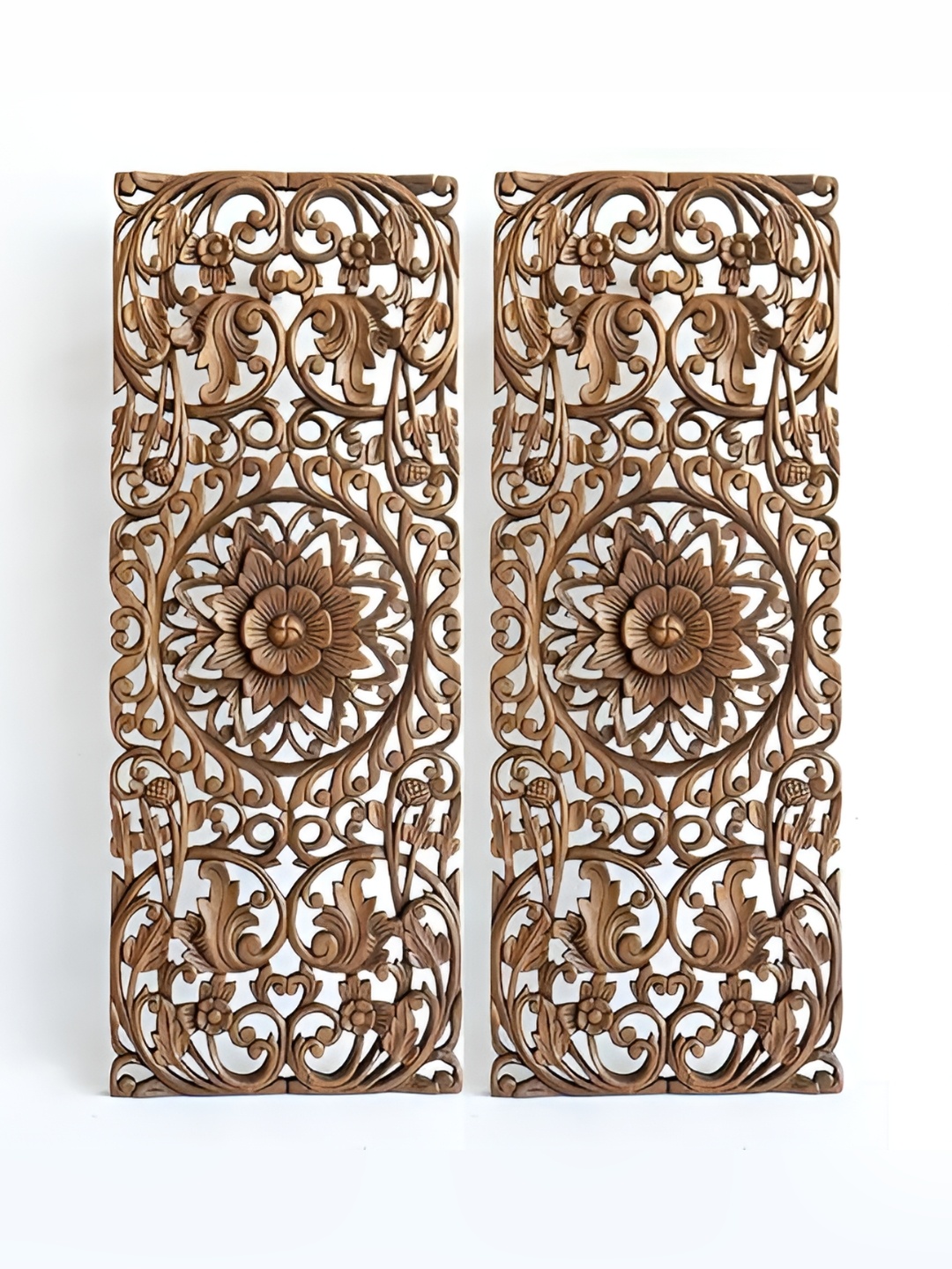 

VAS collection home Brown 2 Pieces Textured Wooden Wall Decors