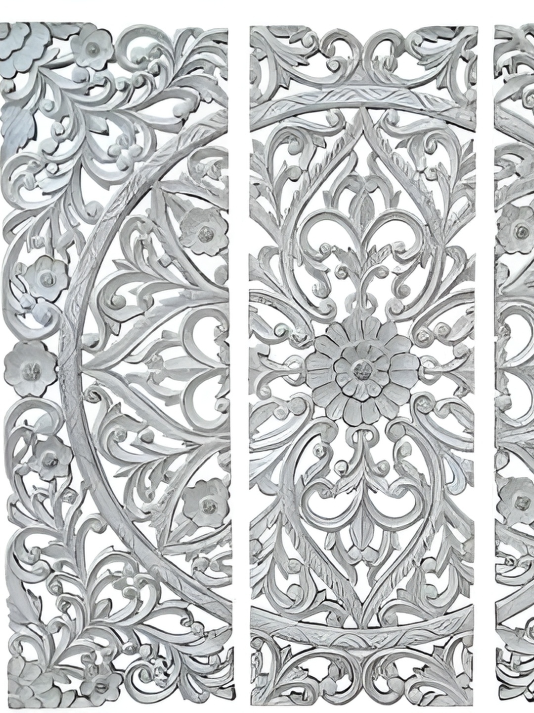 VAS collection home Grey 3 Pieces Textured Wooden Wall Decor