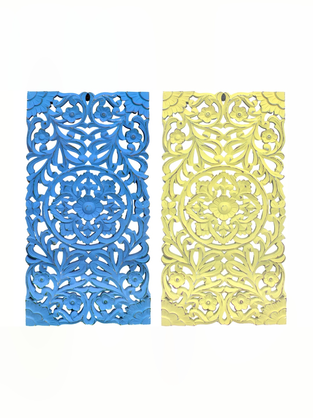 

VAS collection home Blue & Green 2 Pieces Textured Wooden Wall Decor