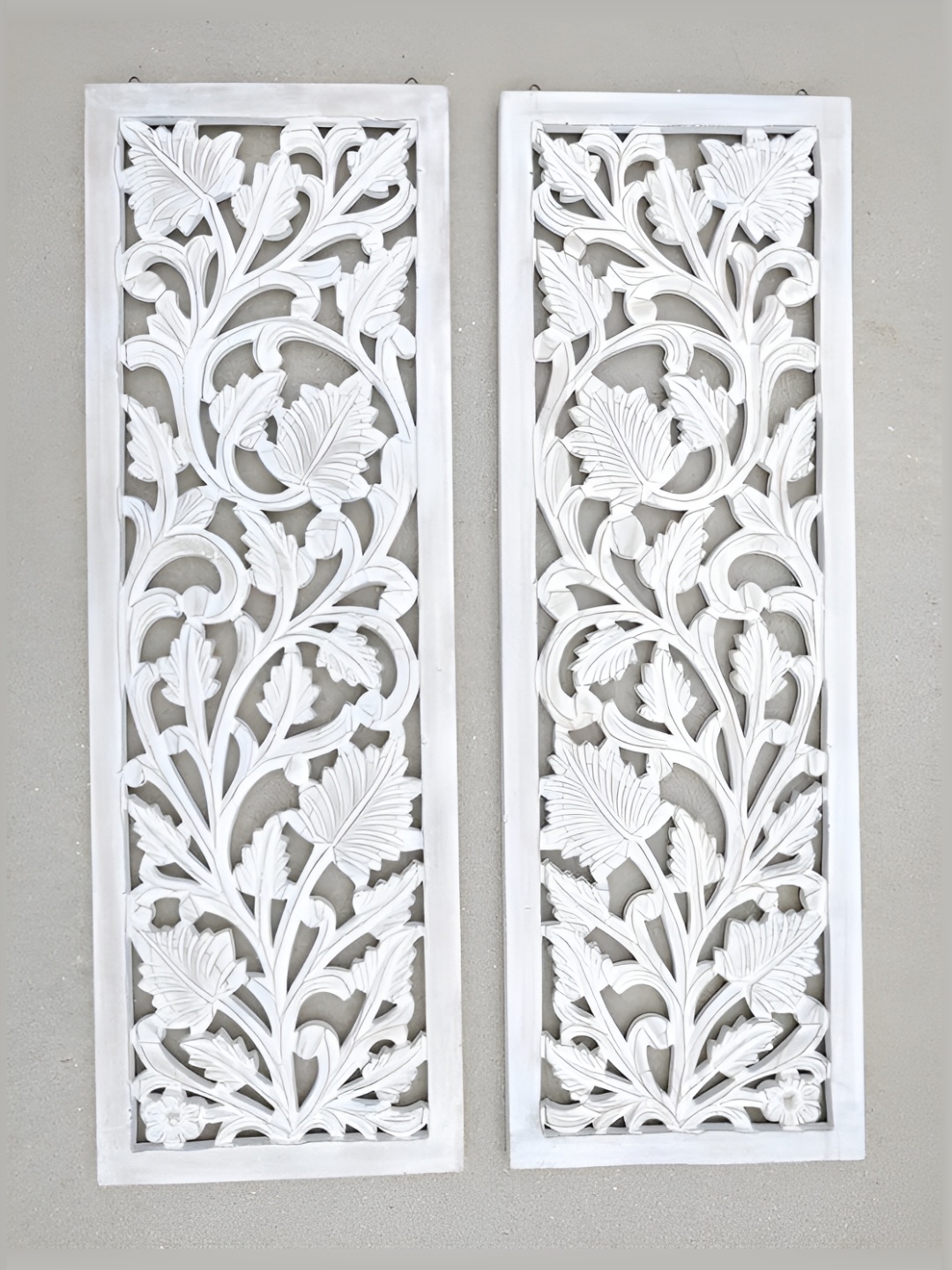 

VAS collection home White 2 Pcs Textured Wooden Wall Decor Plates