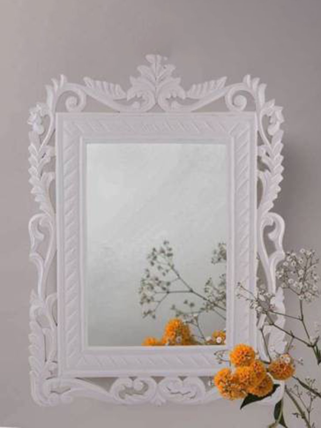

VAS collection home White Textured Wooden Wall Mirror