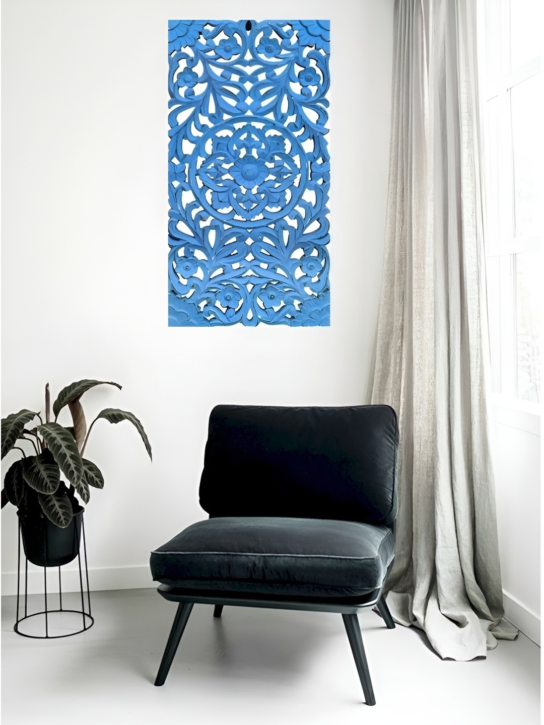 

VAS collection home Blue Textured Wooden Wall Decor Plate