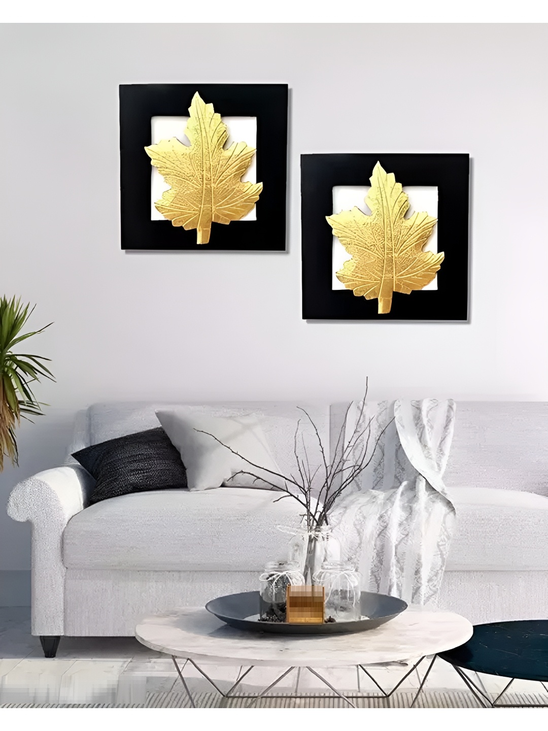 

VAS collection home Yellow & Black 2 Pieces Textured Wooden Wall Decors