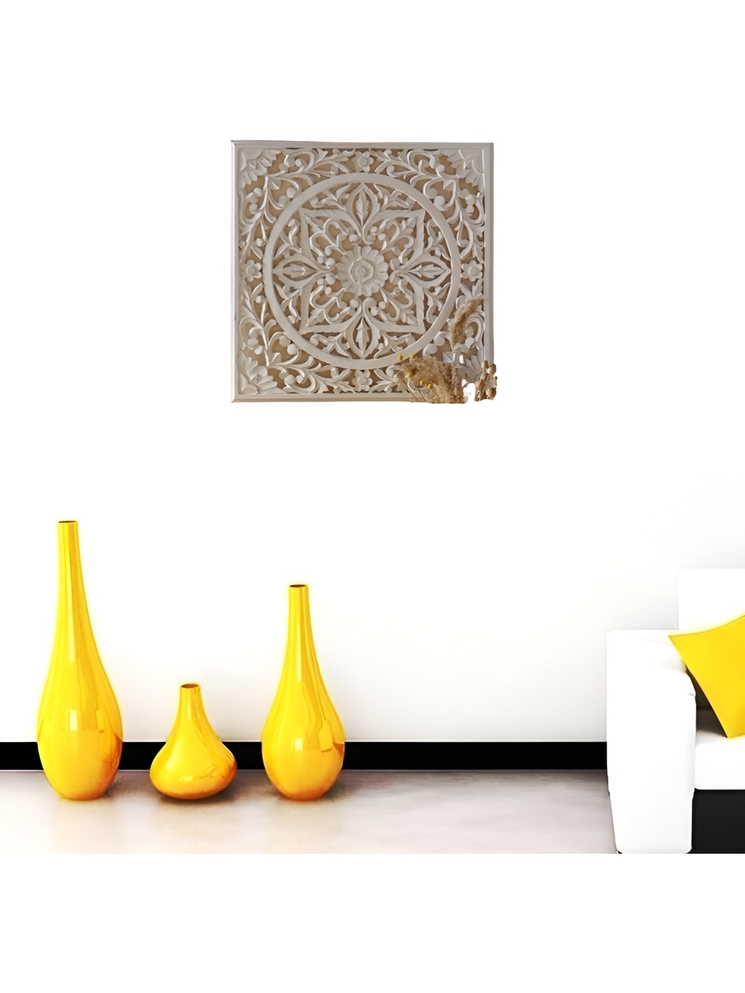 

VAS collection home White Carved Hanging Plate Wall Decor