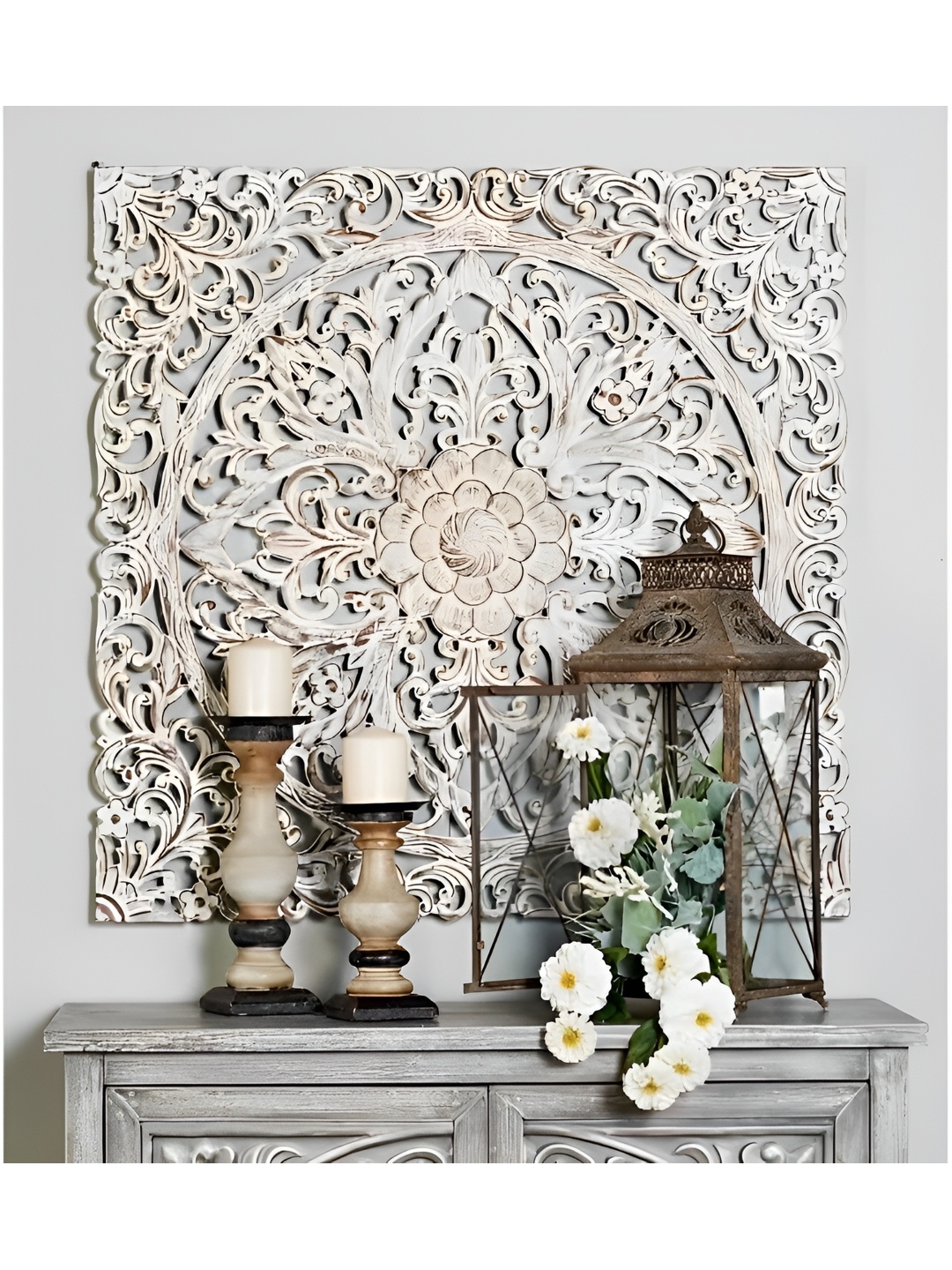 

VAS collection home White Textured Wooden Wall Decor Plate