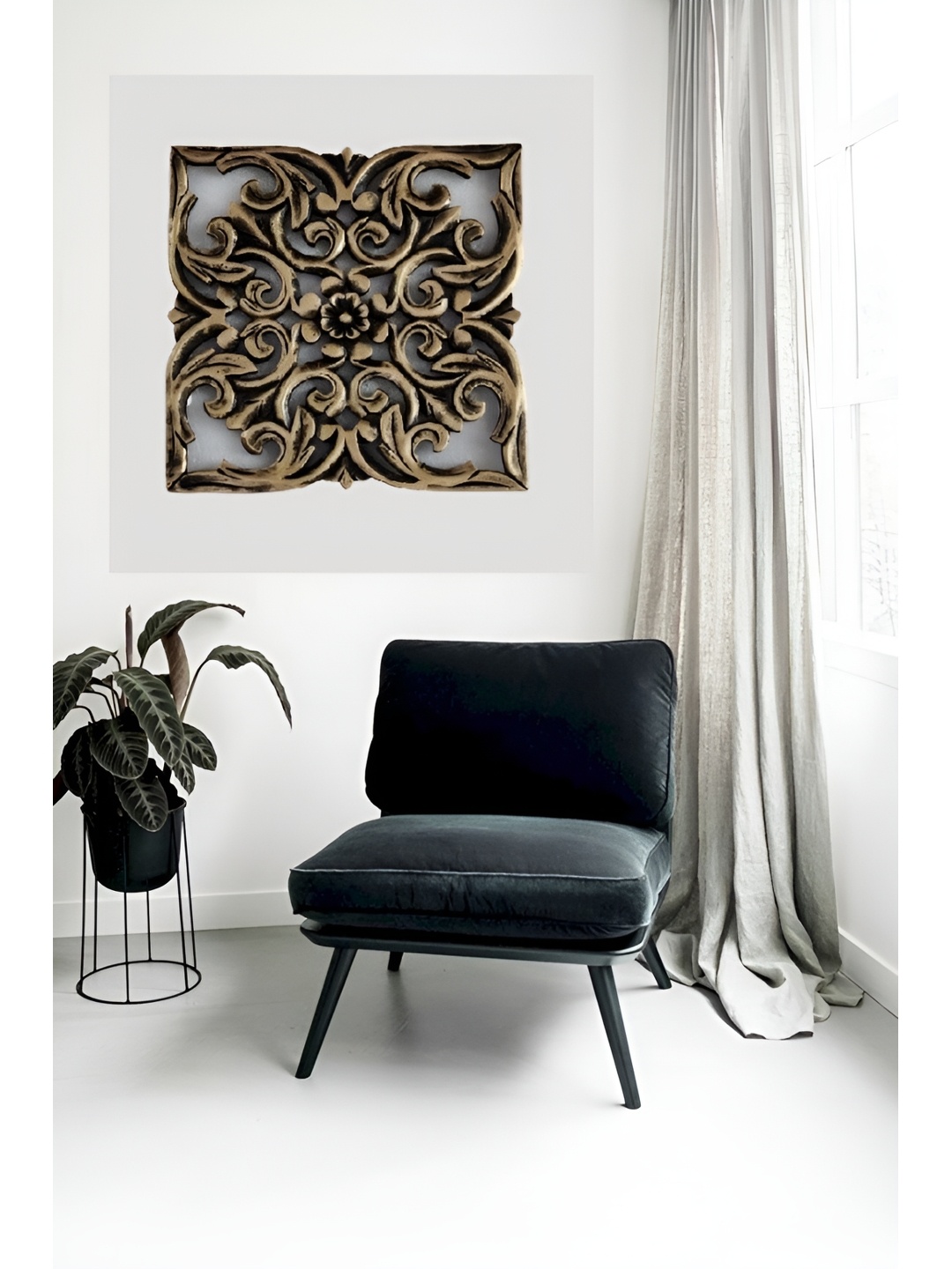 

VAS collection home Gold Toned Textured Wooden Wall Decor