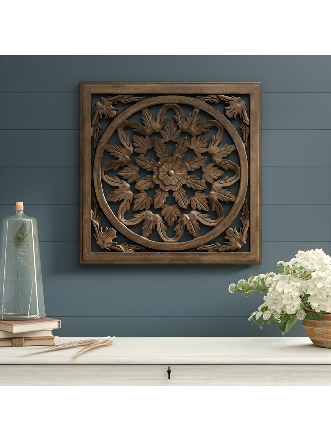 VAS collection home Brown Textured Wall Decor Plate