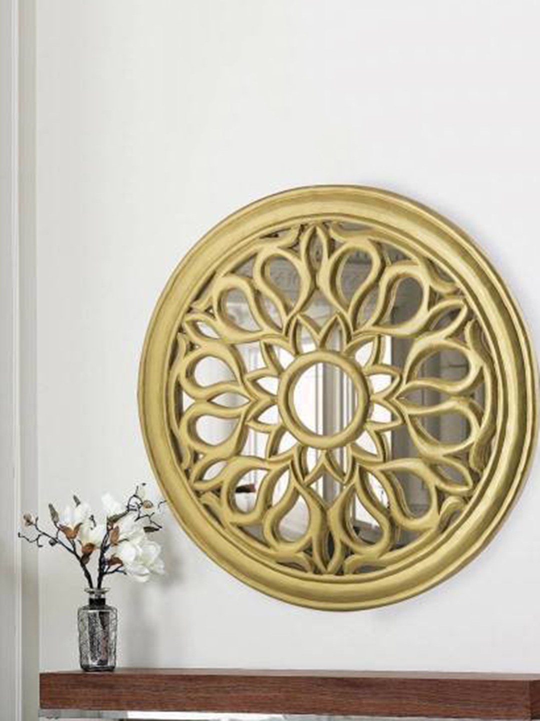 

VAS collection home Gold Toned Wooden Wall Mirror