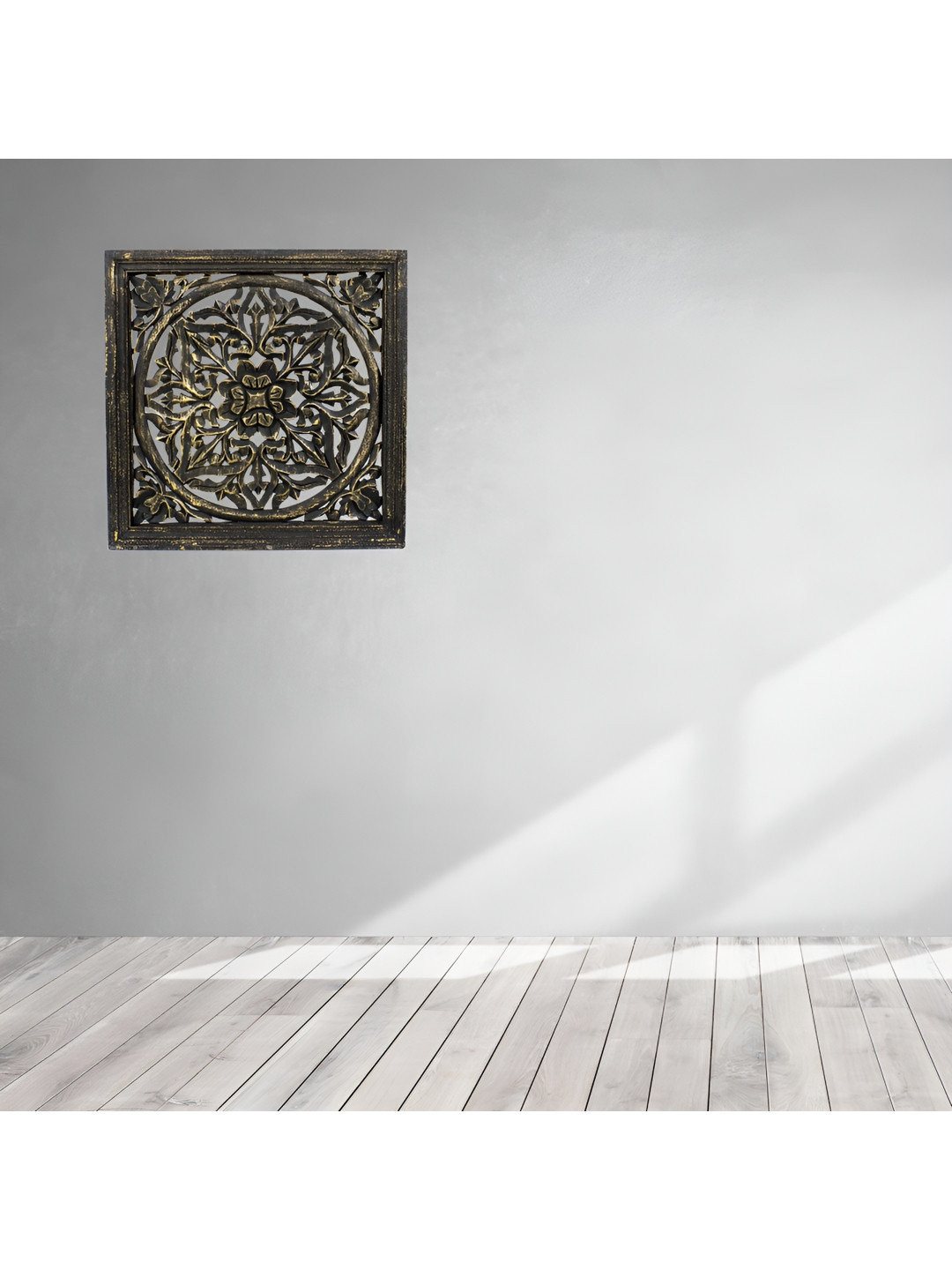 

VAS collection home Black Self Design Square Wooden Wall Hangings