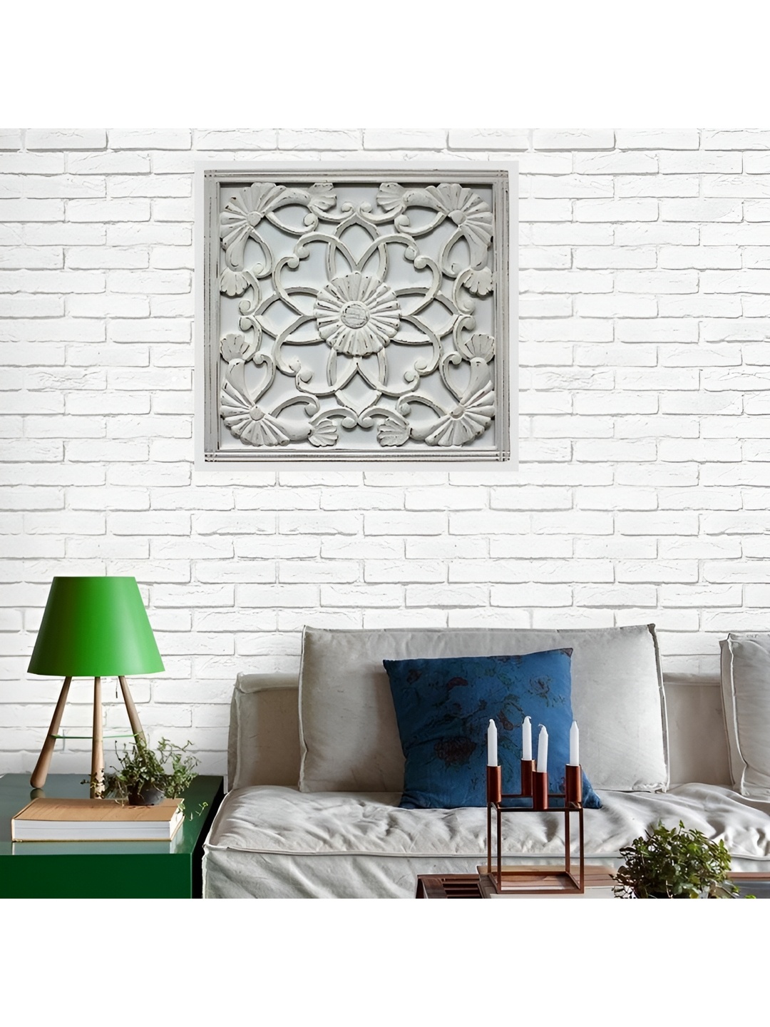 

VAS collection home White Self Designed Suare Shaped Wood Wall Decor Plate