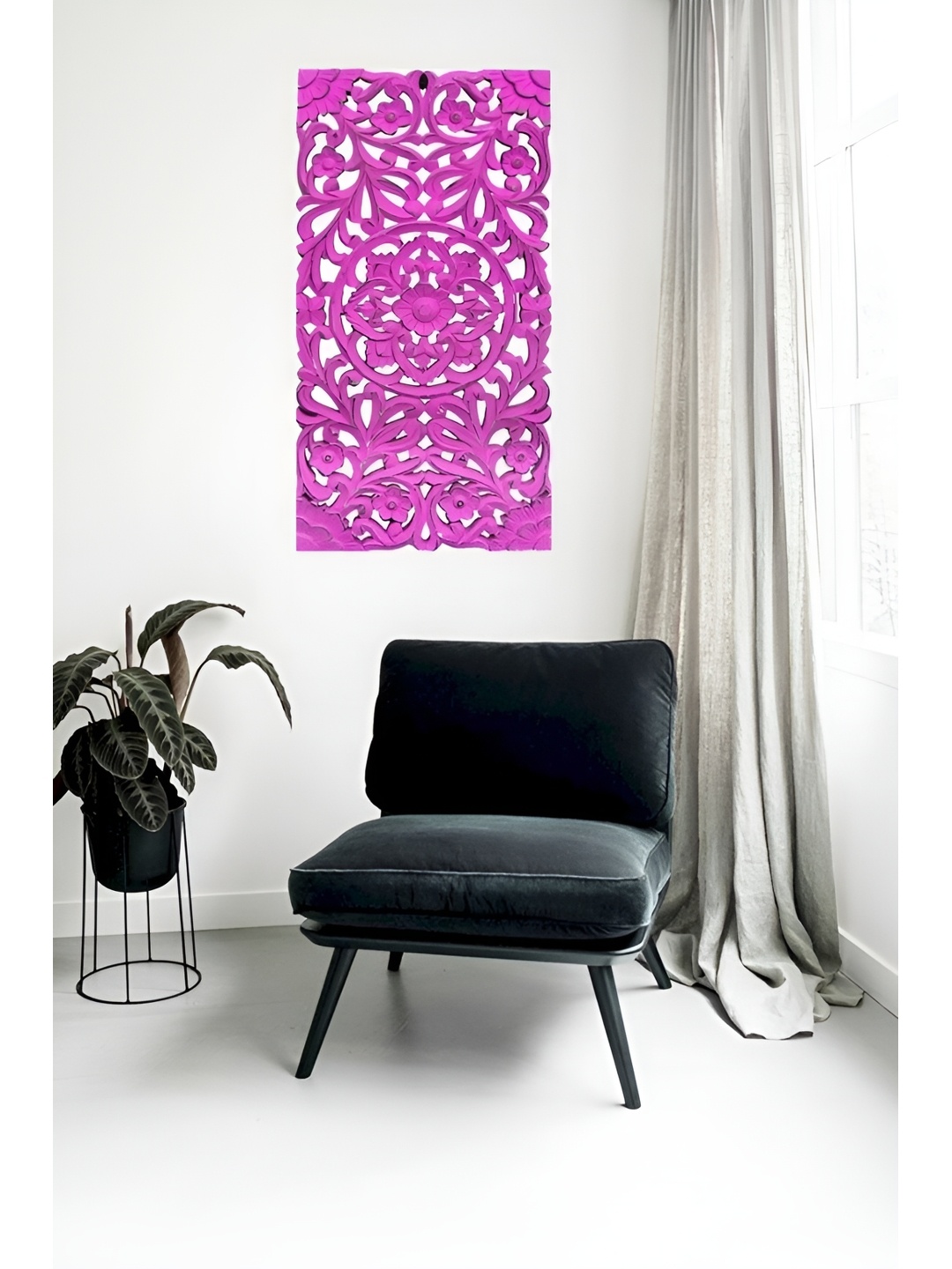 

VAS collection home Pink Textured Wooden Hanging Wall Decor