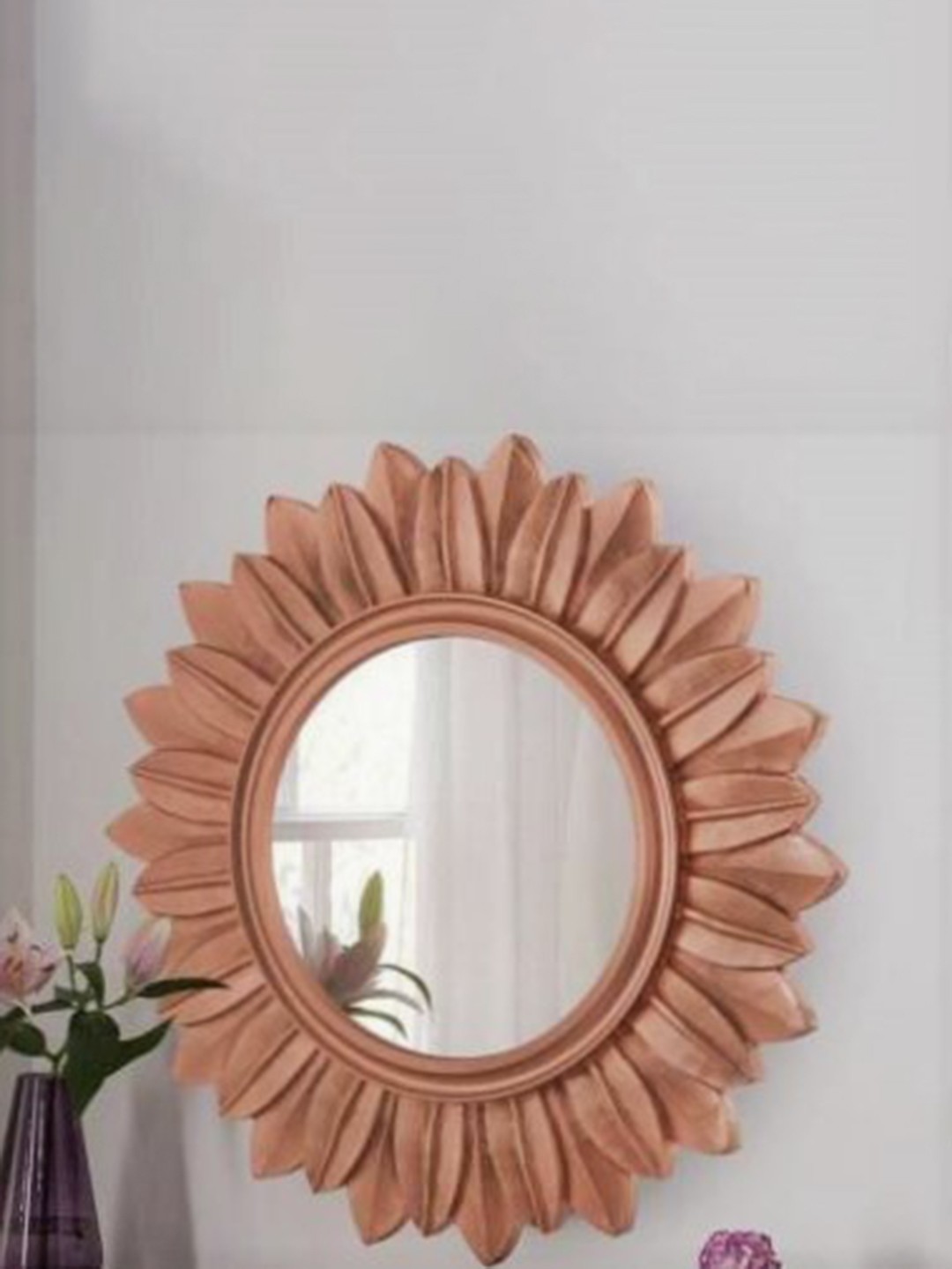 

VAS collection home Brown Textured Wooden Wall Mirror