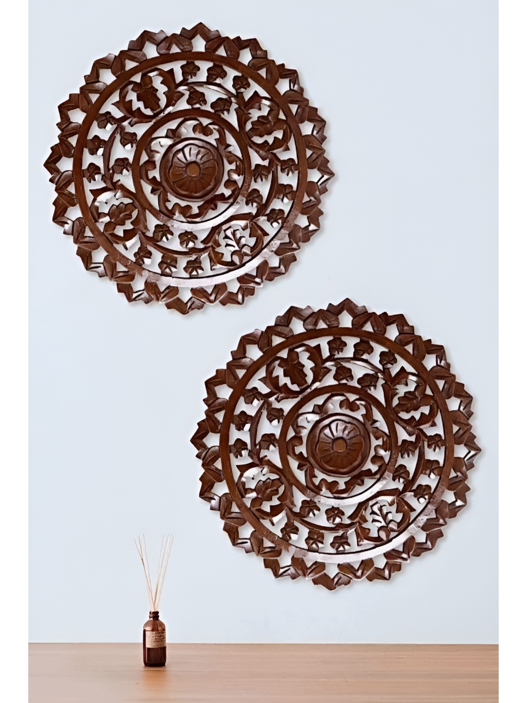 

VAS collection home Brown 2 Pieces Textured Wooden Wall Hangings