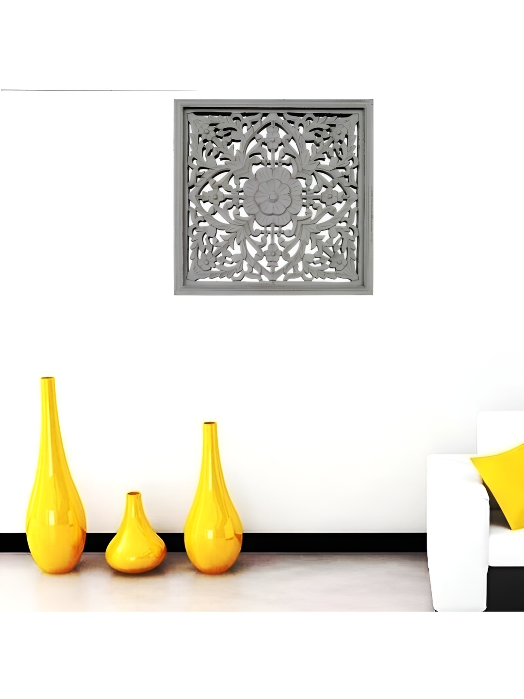VAS collection home Textured Wooden Wall Plate, Grey